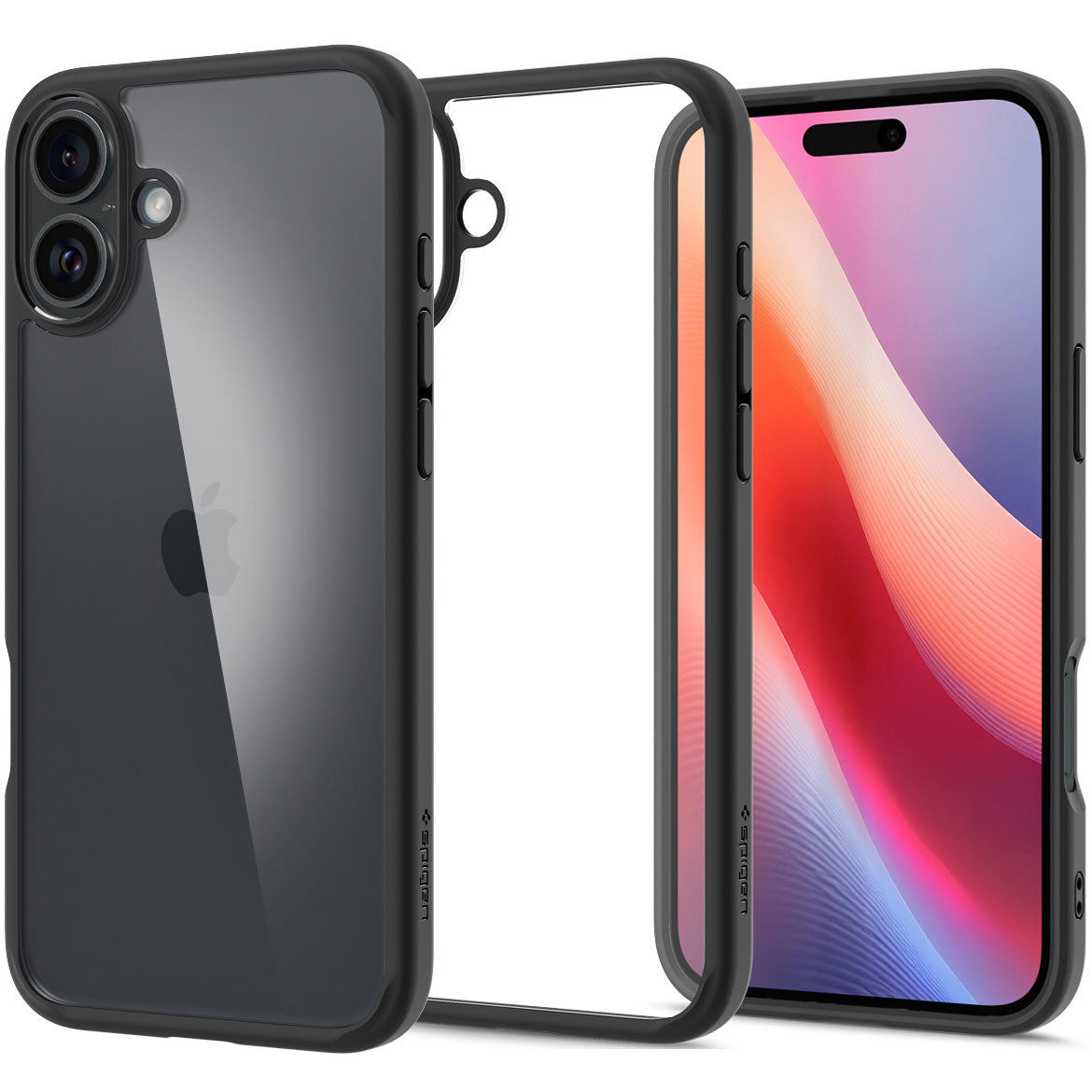 Handyhülle für iPhone 16, Spigen Ultra Hybrid, Transparent-Schwarz
