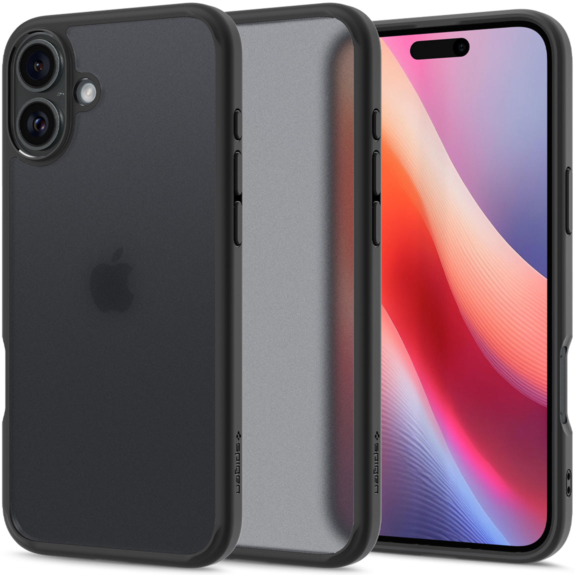 Handyhülle für iPhone 16, Spigen Ultra Hybrid, Durchscheinend-Schwarz