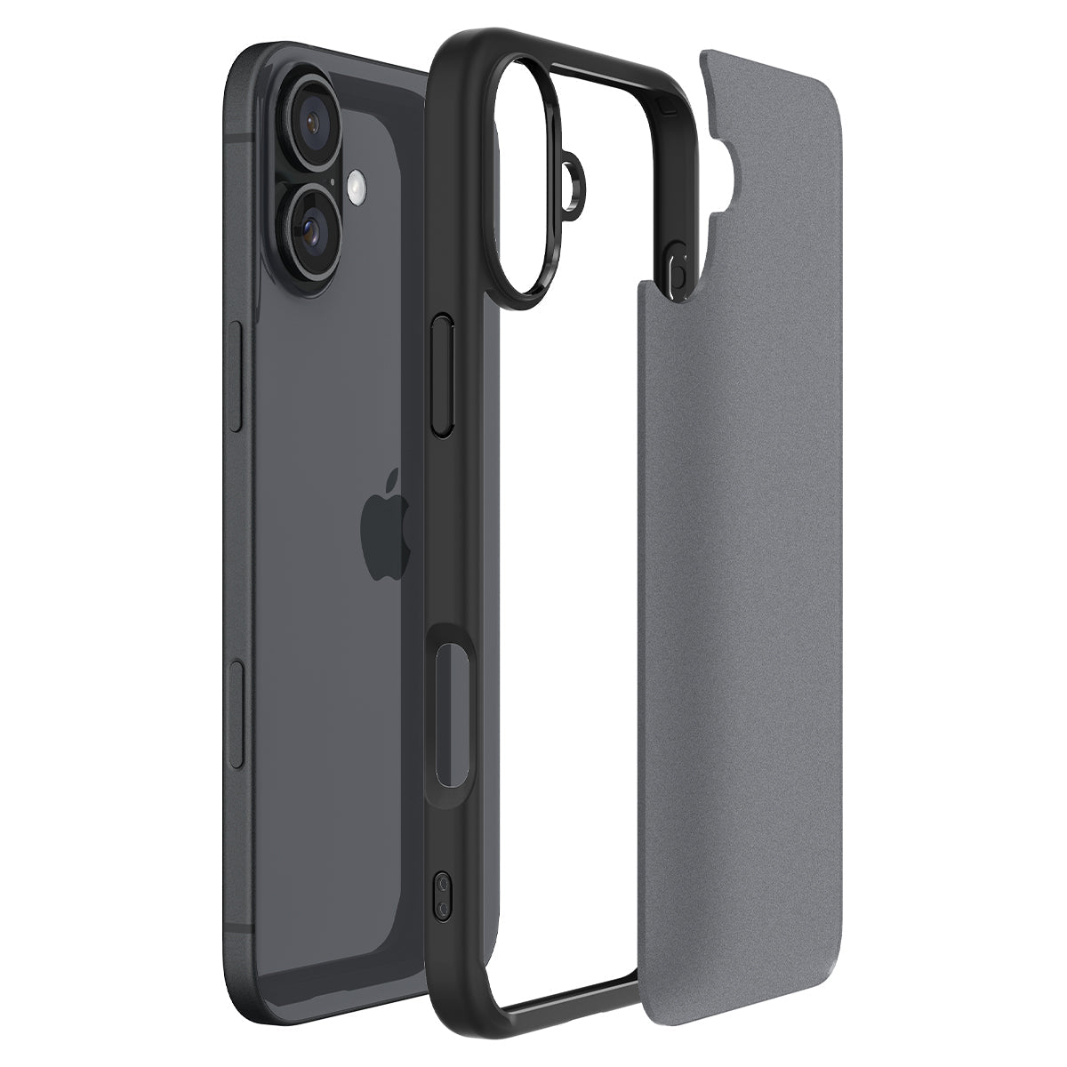 Handyhülle für iPhone 16, Spigen Ultra Hybrid, Durchscheinend-Schwarz