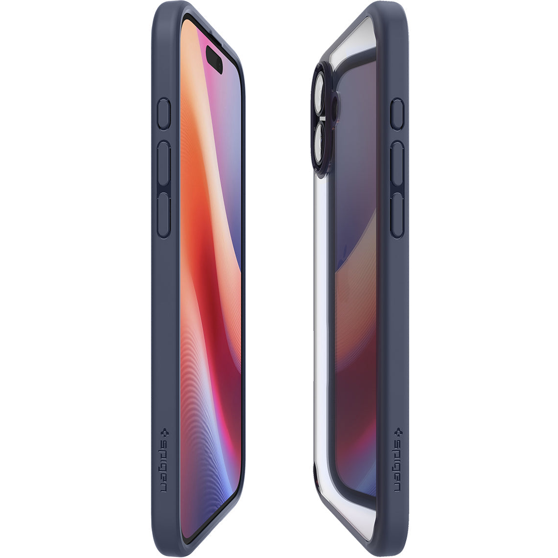 Handyhülle für iPhone 16, Spigen Ultra Hybrid, Transparent-Dunkelblau