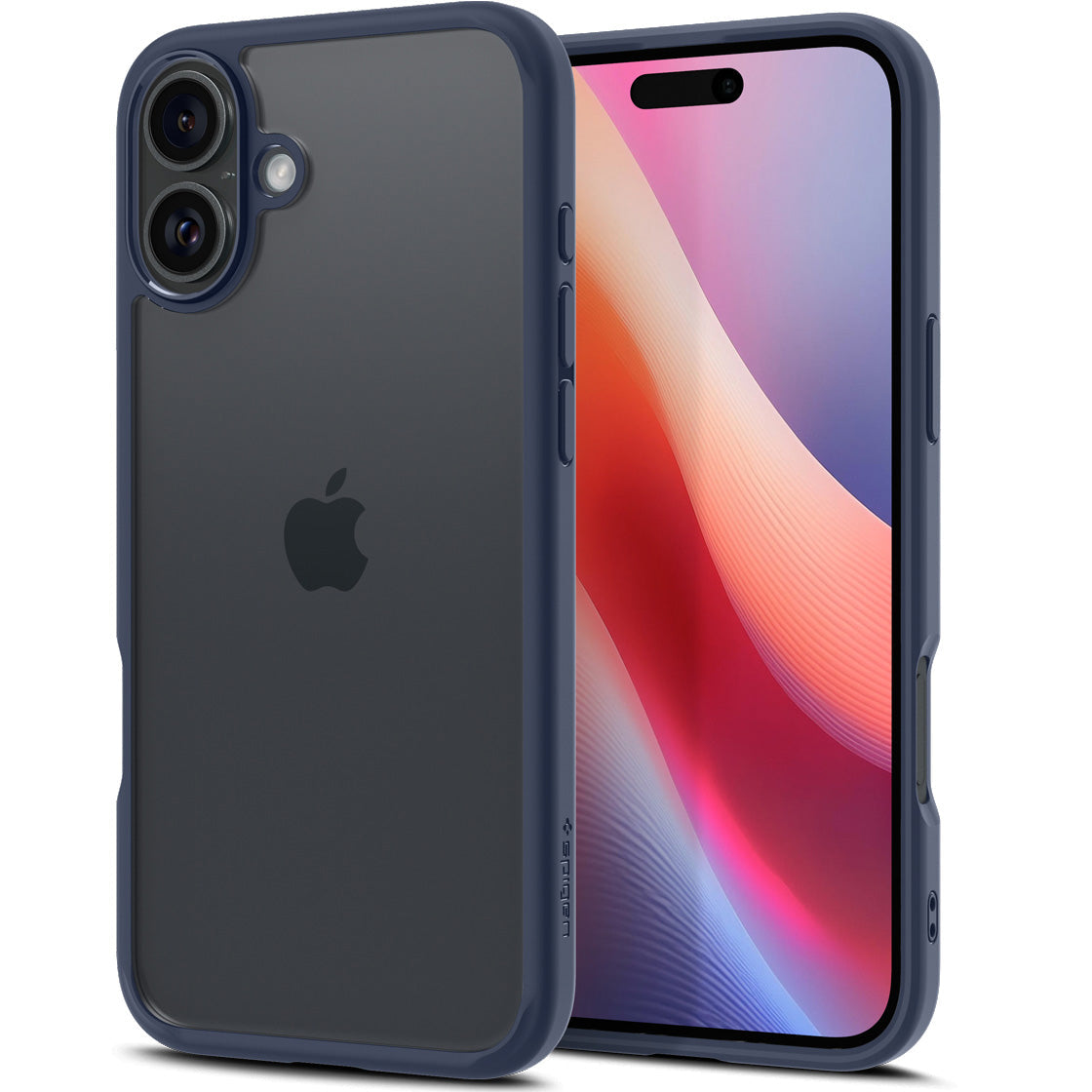 Handyhülle für iPhone 16, Spigen Ultra Hybrid, Transparent-Dunkelblau