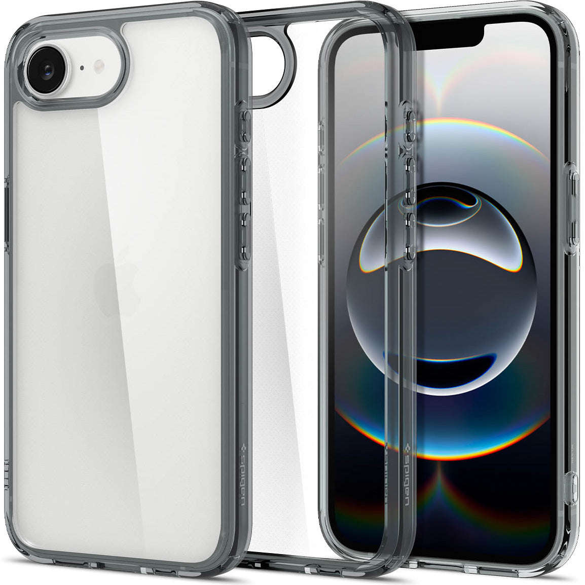 Handyhülle für iPhone 17e / 16e, Spigen Ultra Hybrid, Transparent-Rauchfarben