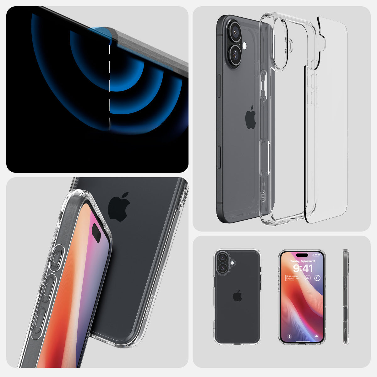 Handyhülle für iPhone 16 Plus, Spigen Ultra Hybrid, Transparent