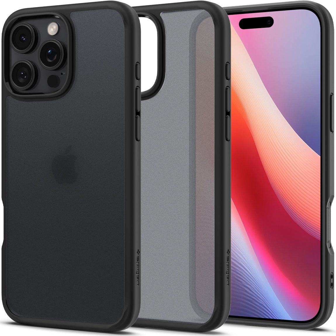 Handyhülle für iPhone 16 Pro, Spigen Ultra Hybrid, Durchscheinend-Schwarz