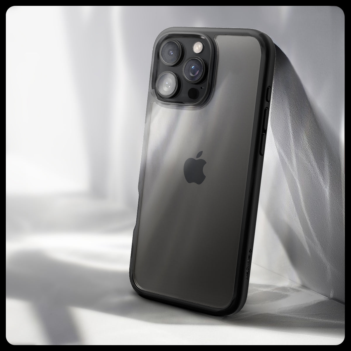 Handyhülle für iPhone 16 Pro, Spigen Ultra Hybrid, Transparent-Schwarz