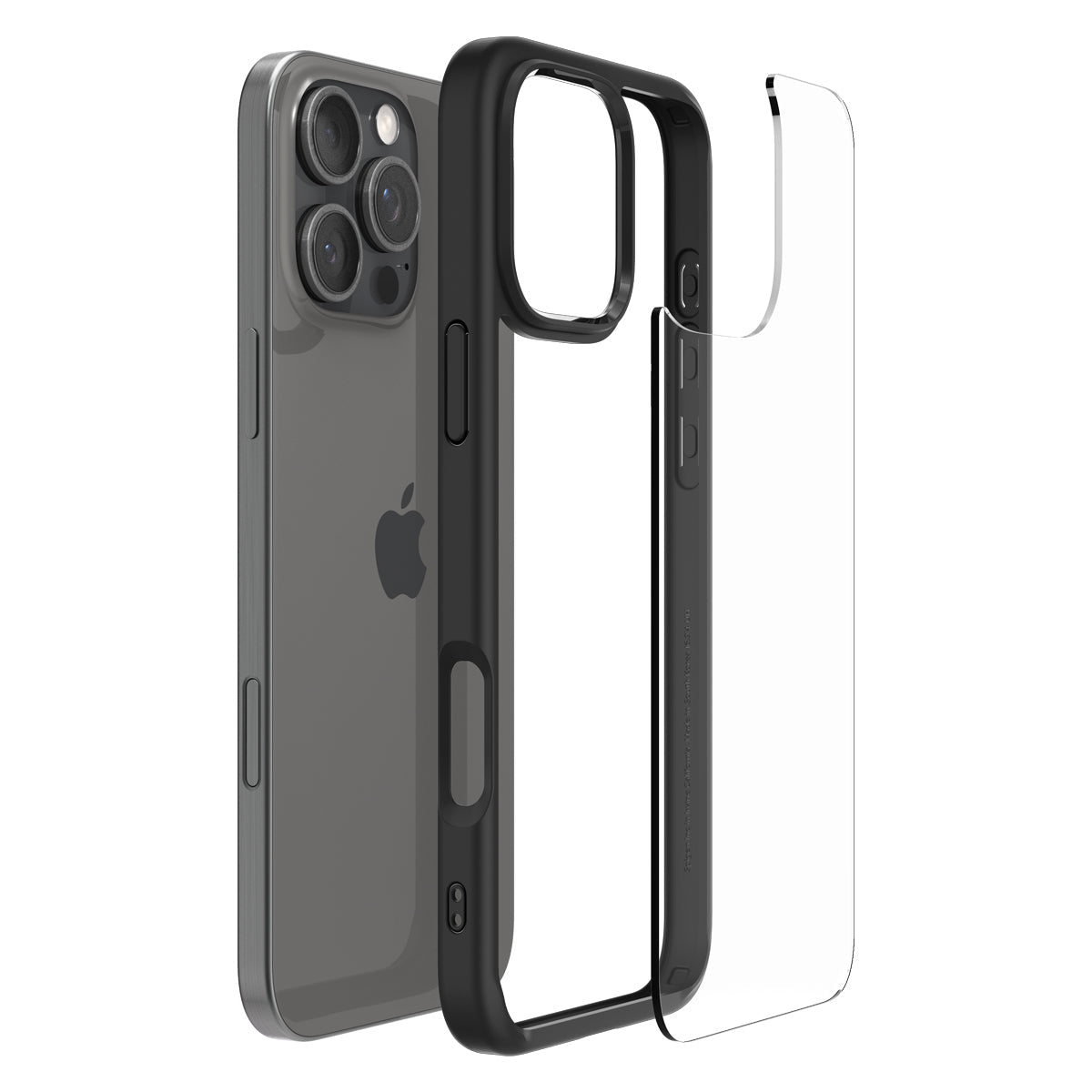 Handyhülle für iPhone 16 Pro, Spigen Ultra Hybrid, Transparent-Schwarz