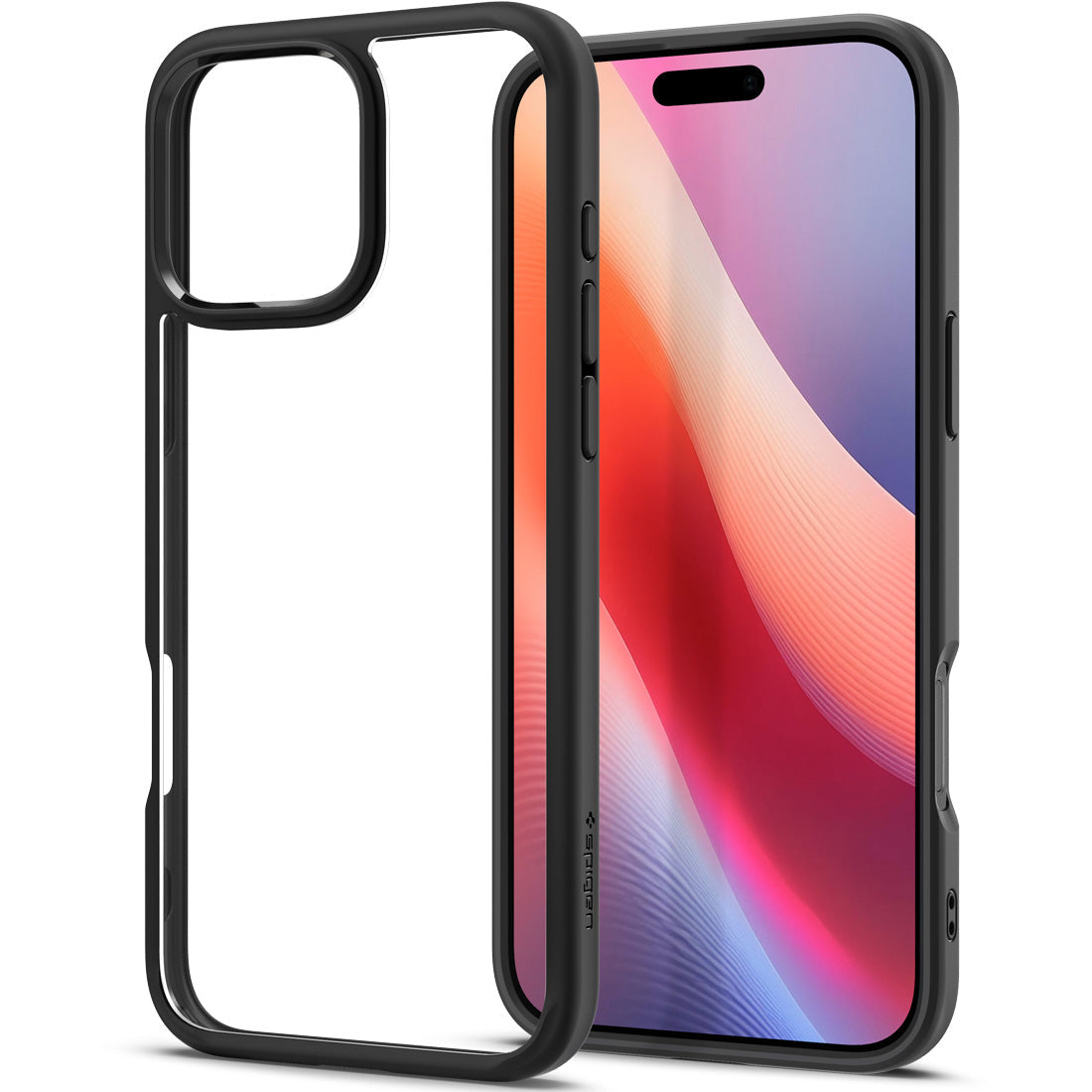 Handyhülle für iPhone 16 Pro, Spigen Ultra Hybrid, Transparent-Schwarz