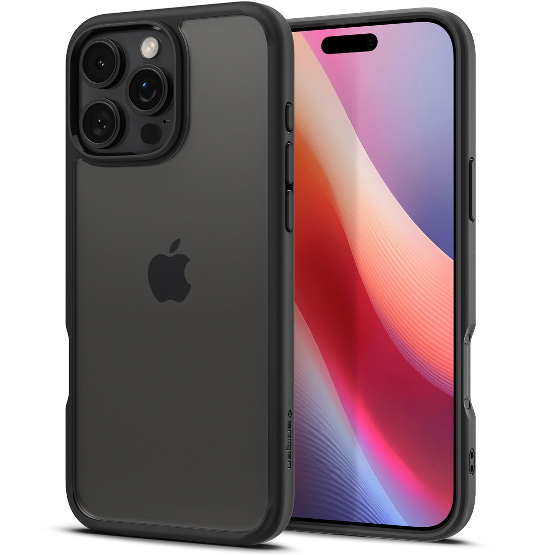 Handyhülle für iPhone 16 Pro, Spigen Ultra Hybrid, Transparent-Schwarz