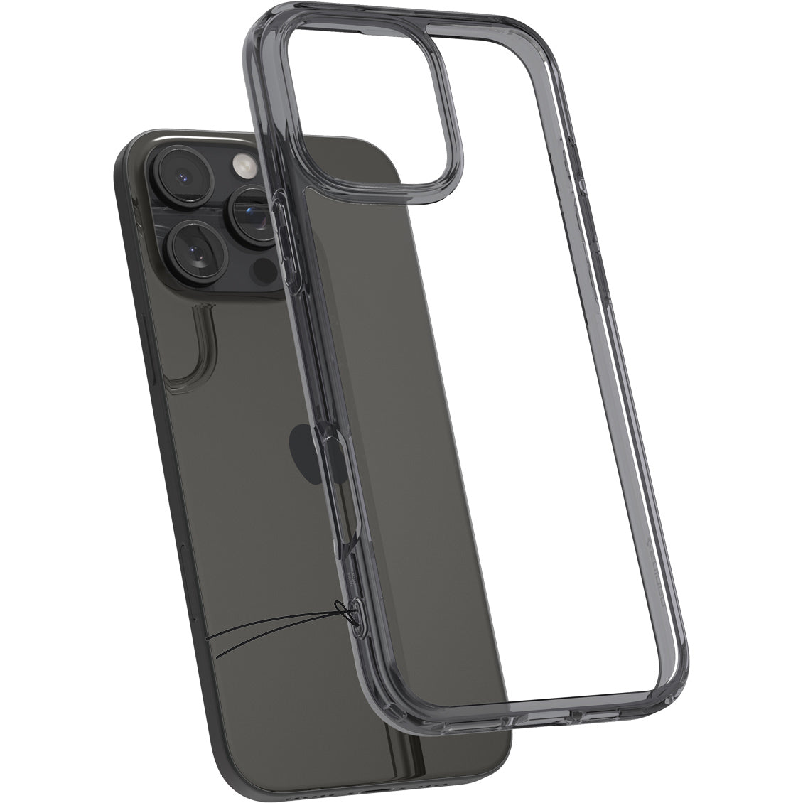 Handyhülle für iPhone 16 Pro, Spigen Ultra Hybrid, Transparent-Rauchfarben