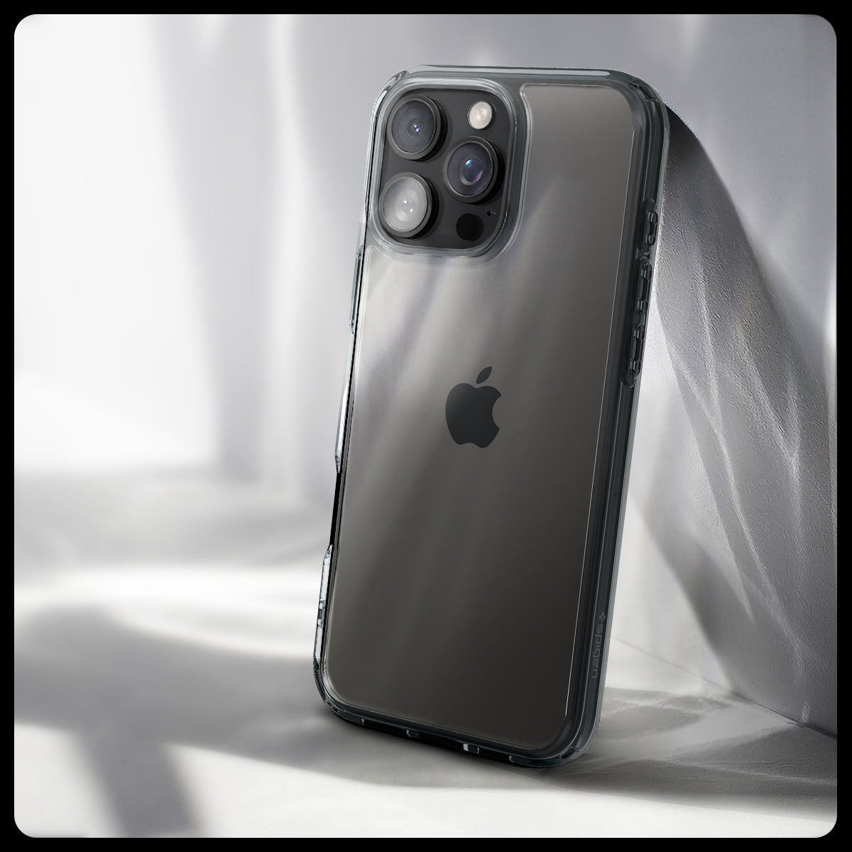 Handyhülle für iPhone 16 Pro, Spigen Ultra Hybrid, Transparent-Rauchfarben