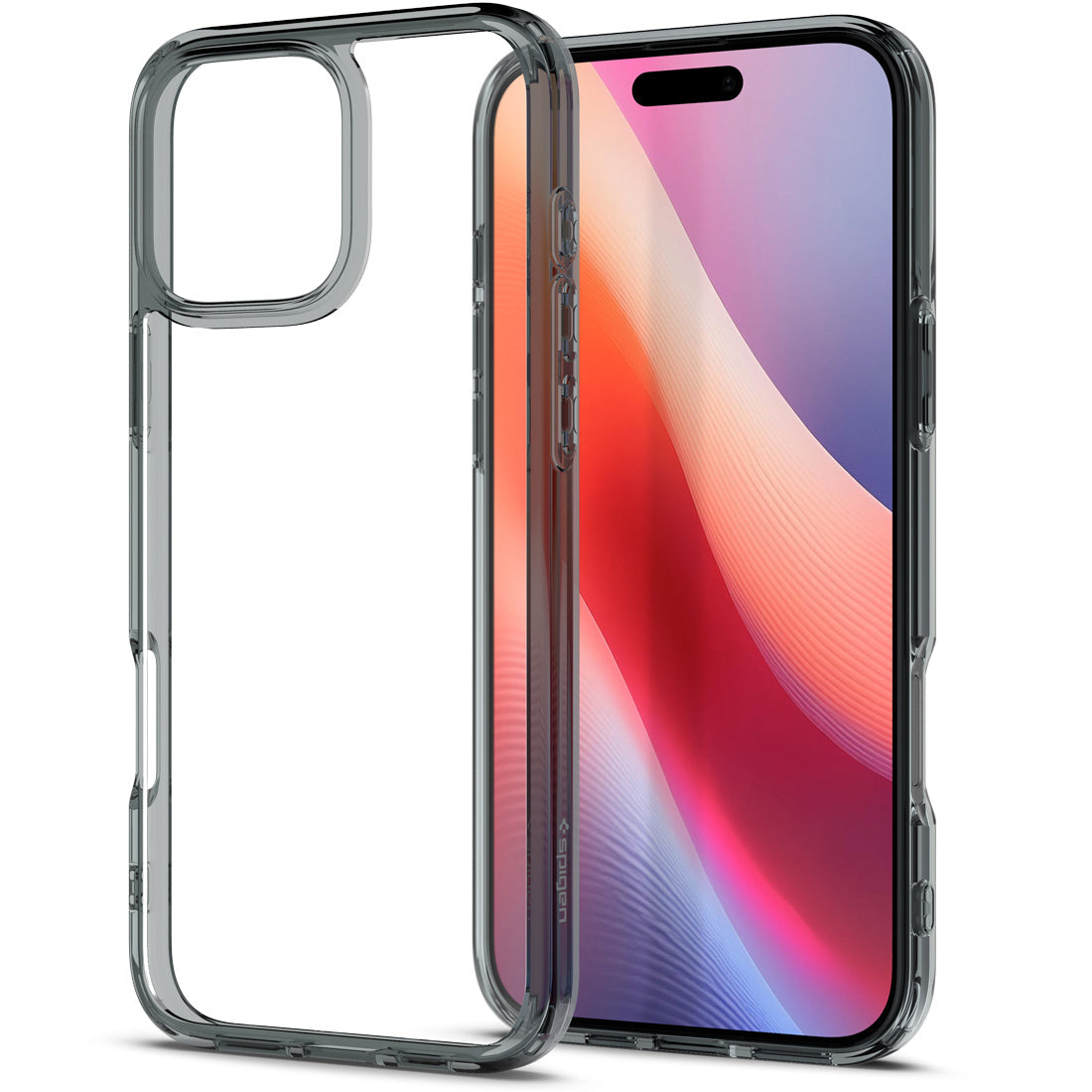 Handyhülle für iPhone 16 Pro, Spigen Ultra Hybrid, Transparent-Rauchfarben