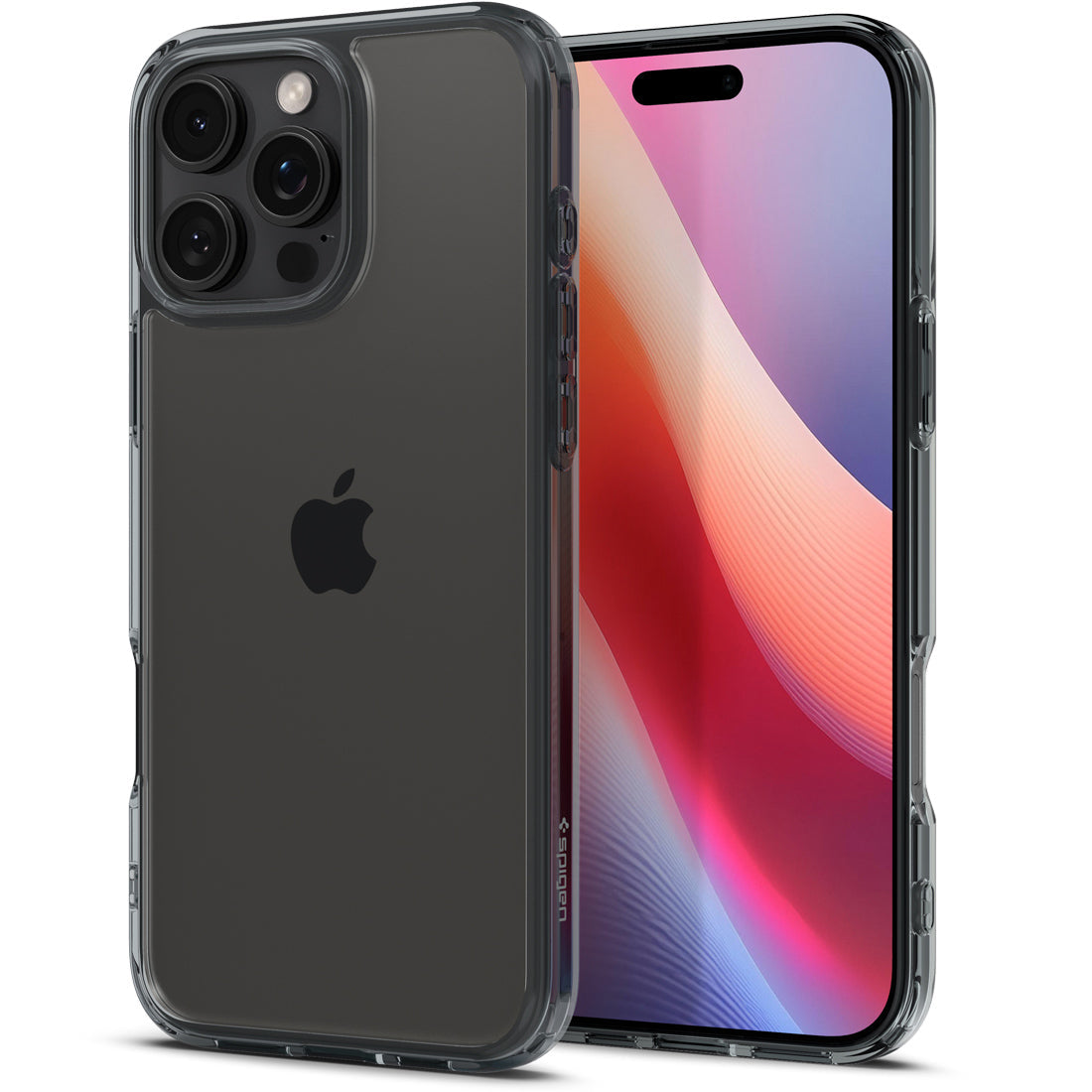 Handyhülle für iPhone 16 Pro, Spigen Ultra Hybrid, Transparent-Rauchfarben