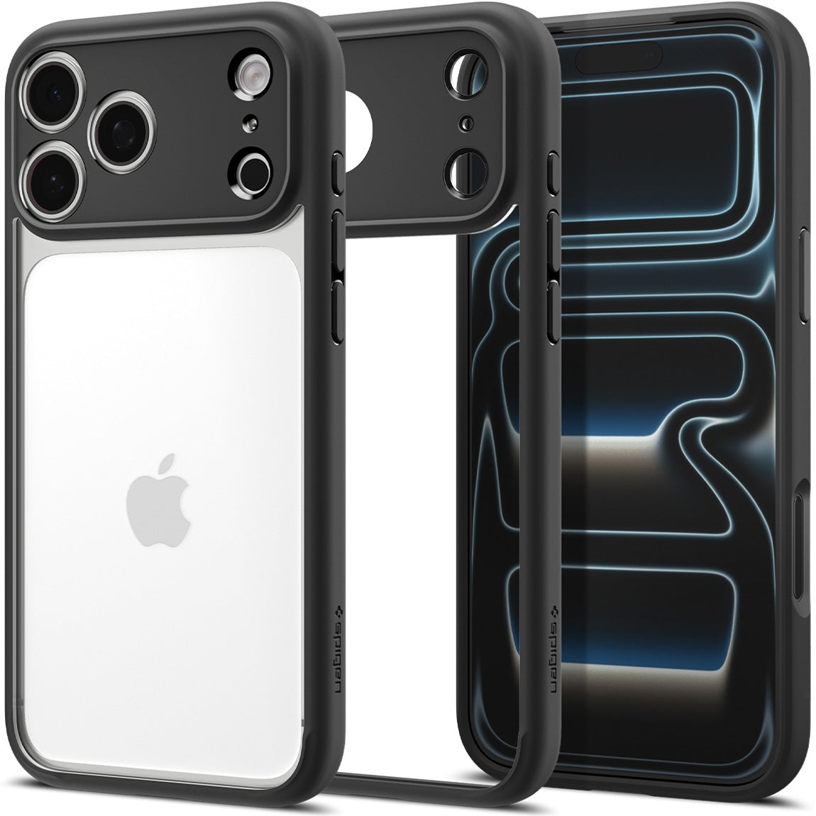 Handyhülle für iPhone 17 Pro, Spigen Ultra Hybrid, Transparent-Schwarz