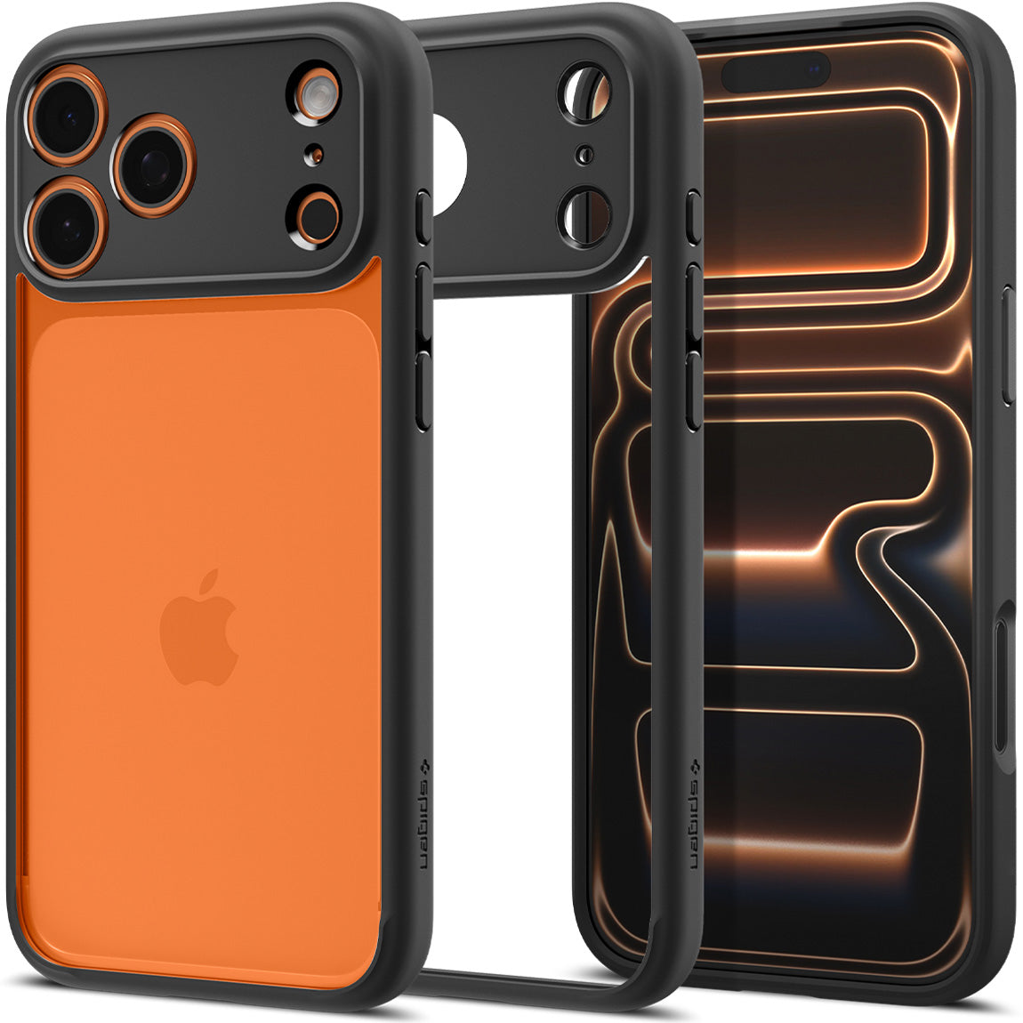 Handyhülle für iPhone 17 Pro Max, Spigen Ultra Hybrid, Transparent-Schwarz
