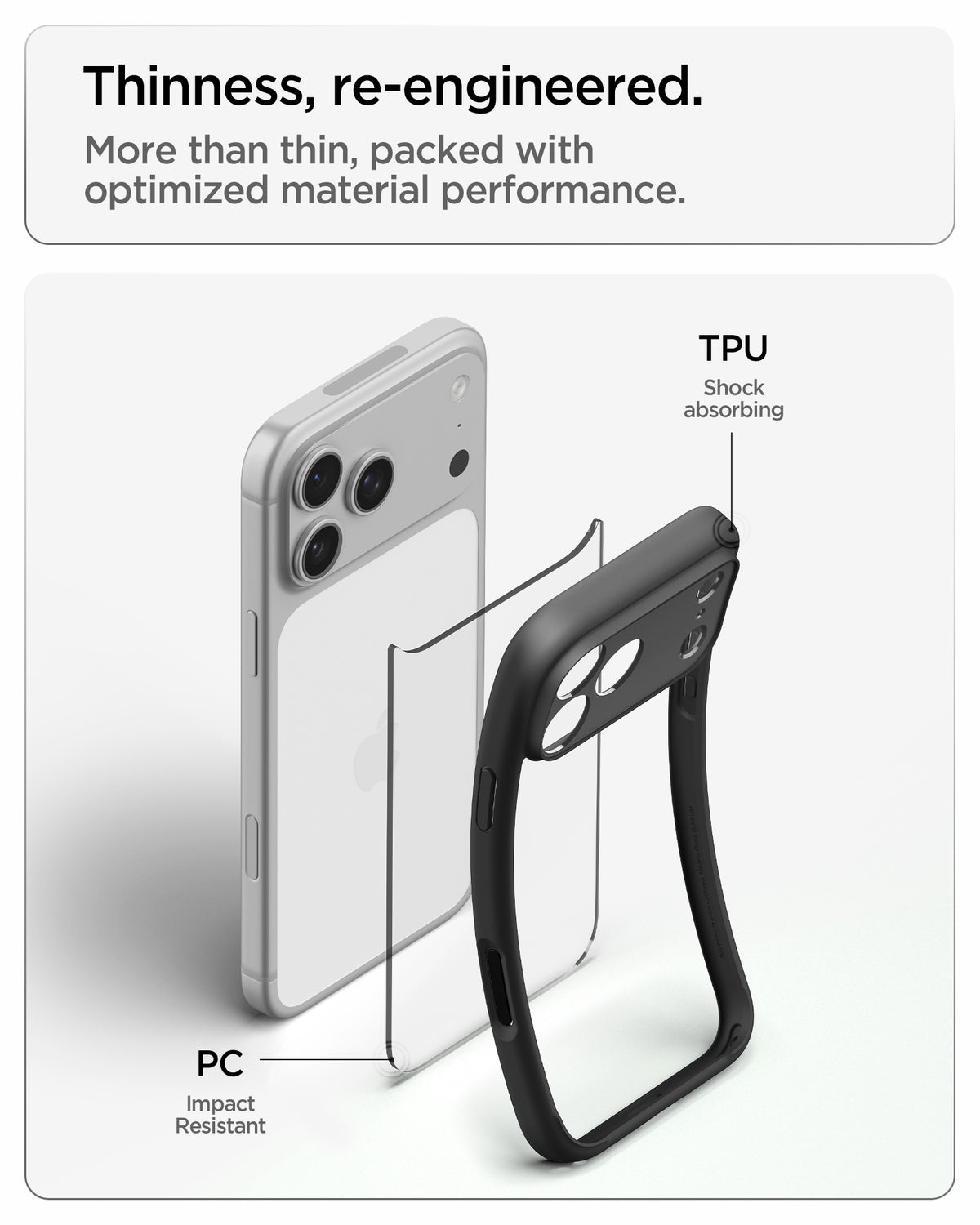 Handyhülle für iPhone 18 Pro, Spigen Ultra Hybrid, Transparent-Schwarz (12/13)