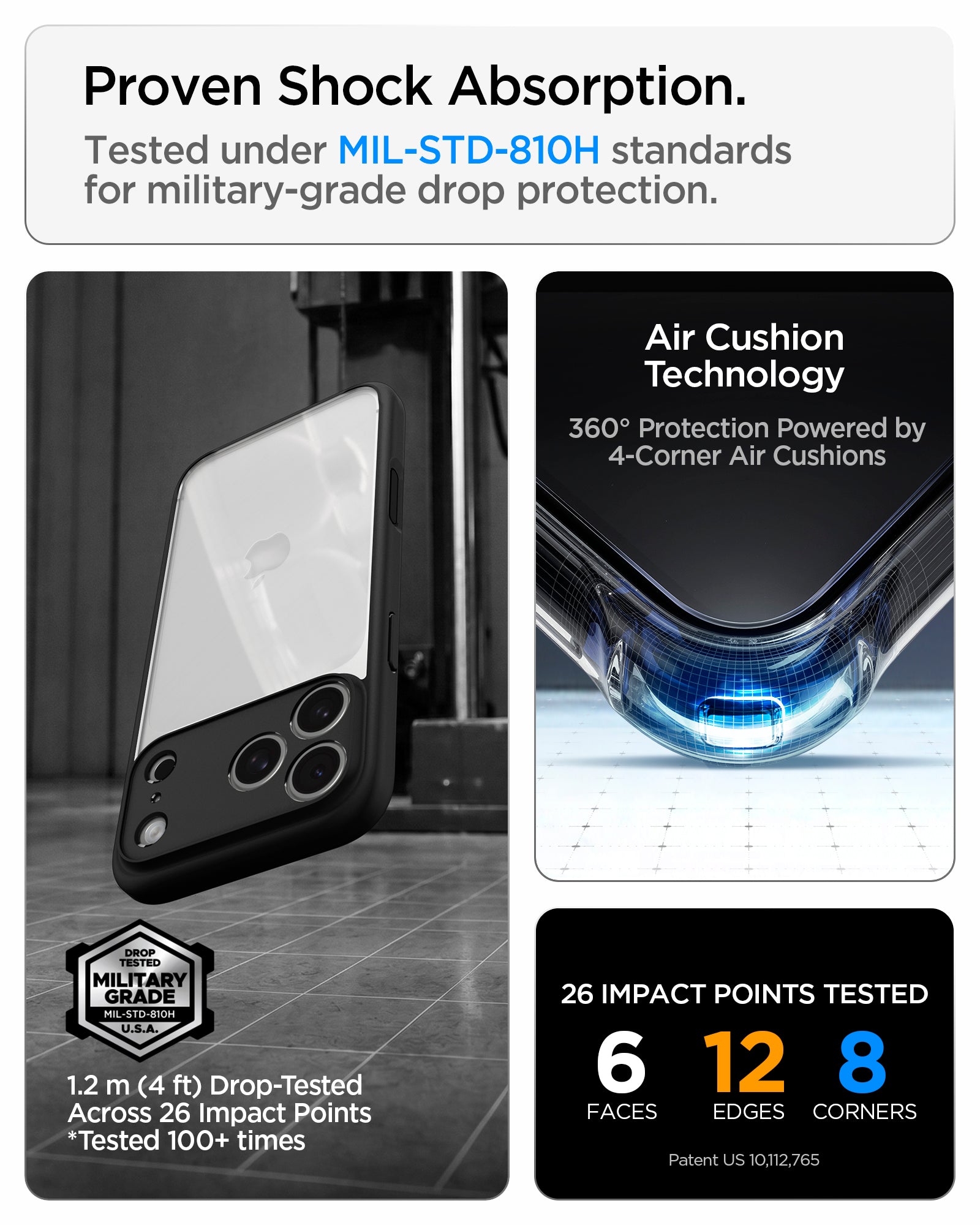 Handyhülle für iPhone 18 Pro Max, Spigen Ultra Hybrid, Transparent-Schwarz (5/13)