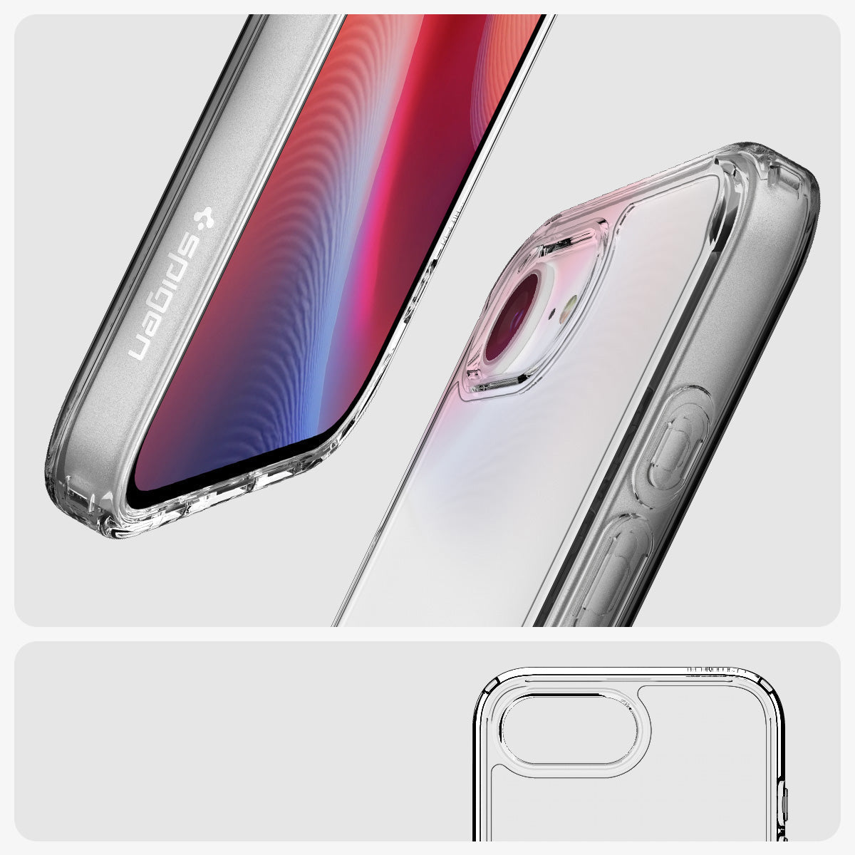 Handyhülle für iPhone 17e / 16e, Spigen Ultra Hybrid, Transparent