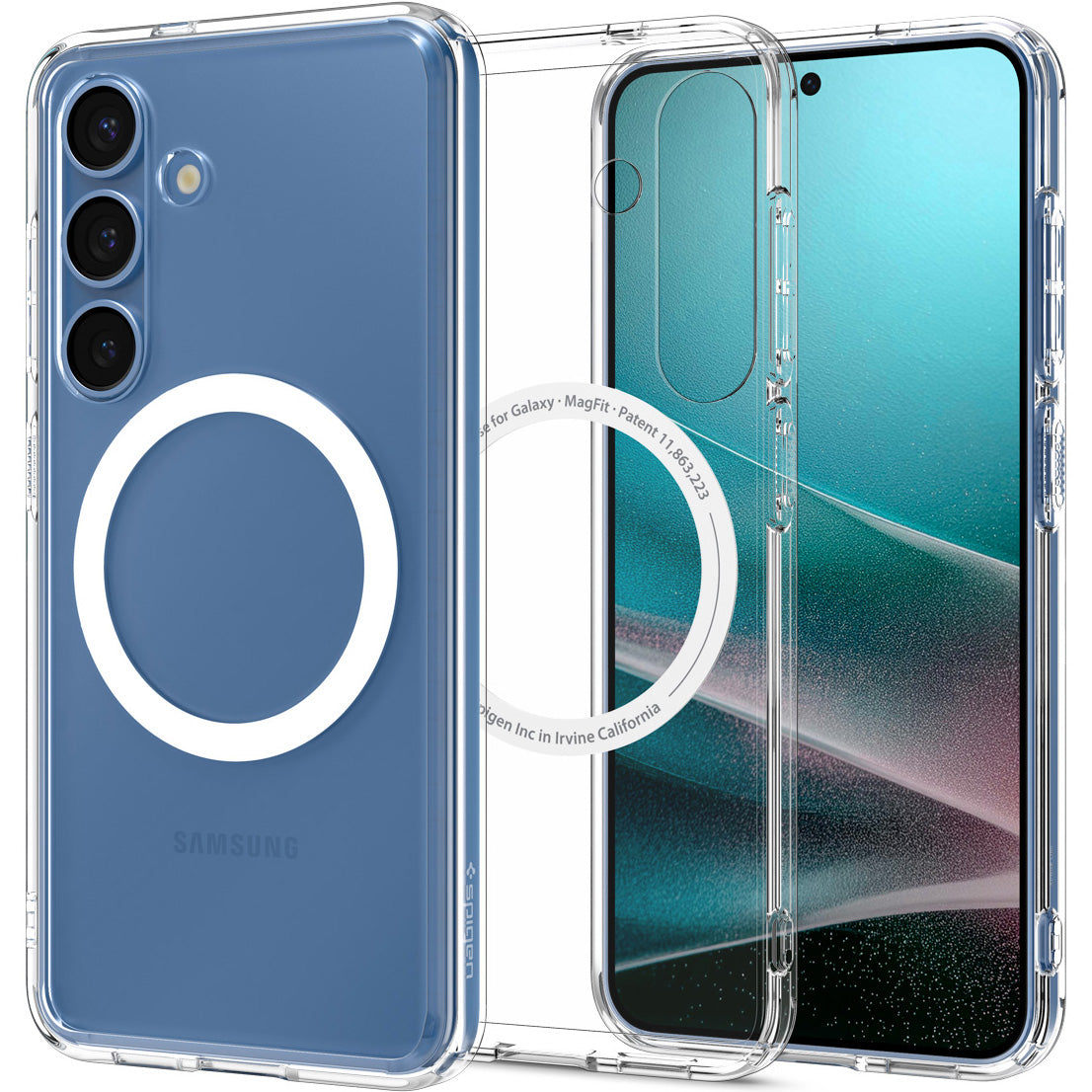 Handyhülle für Galaxy S25, Spigen Ultra Hybrid Mag mit MagSafe, Transparent-Weiß