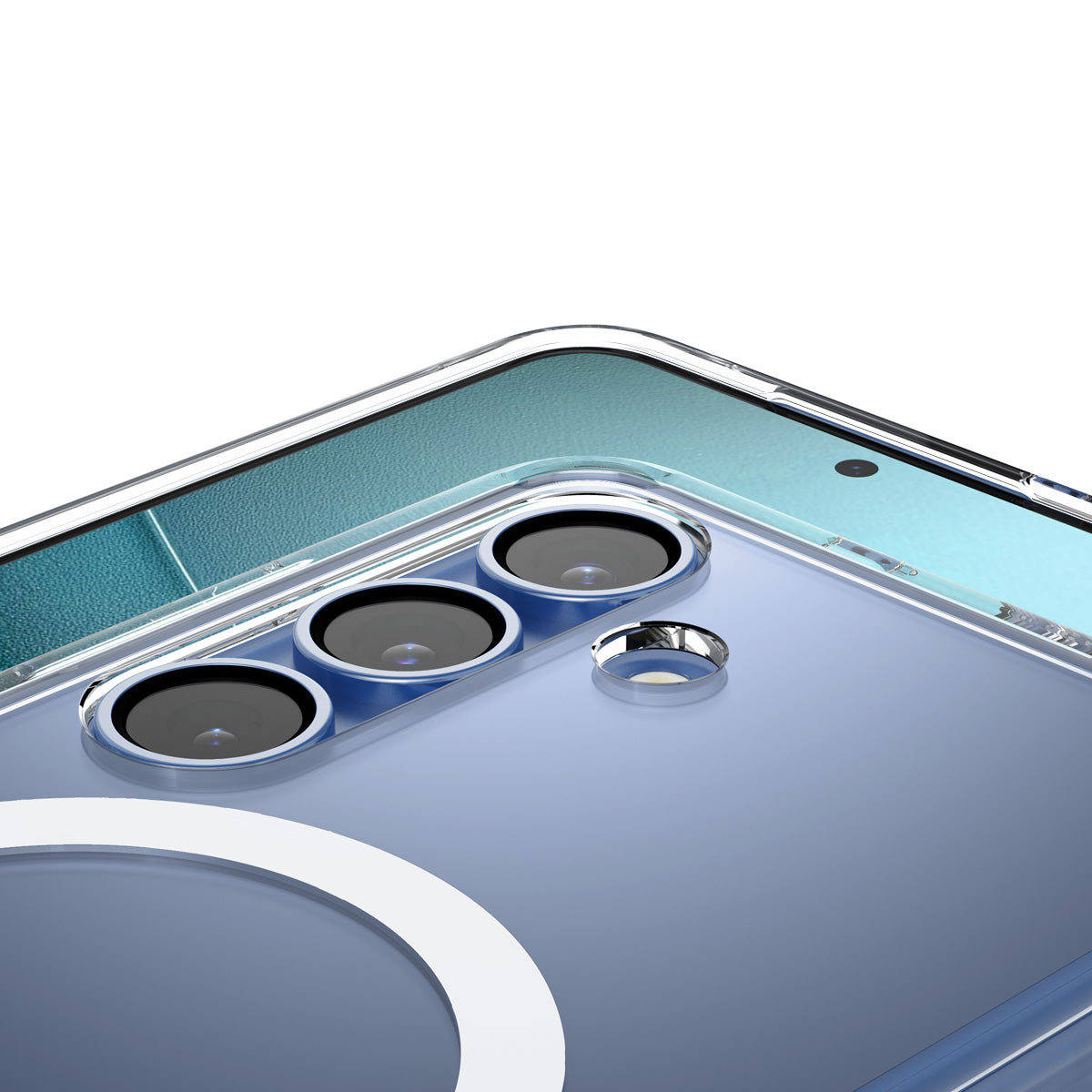 Handyhülle für Galaxy S25, Spigen Ultra Hybrid Mag mit MagSafe, Transparent-Weiß