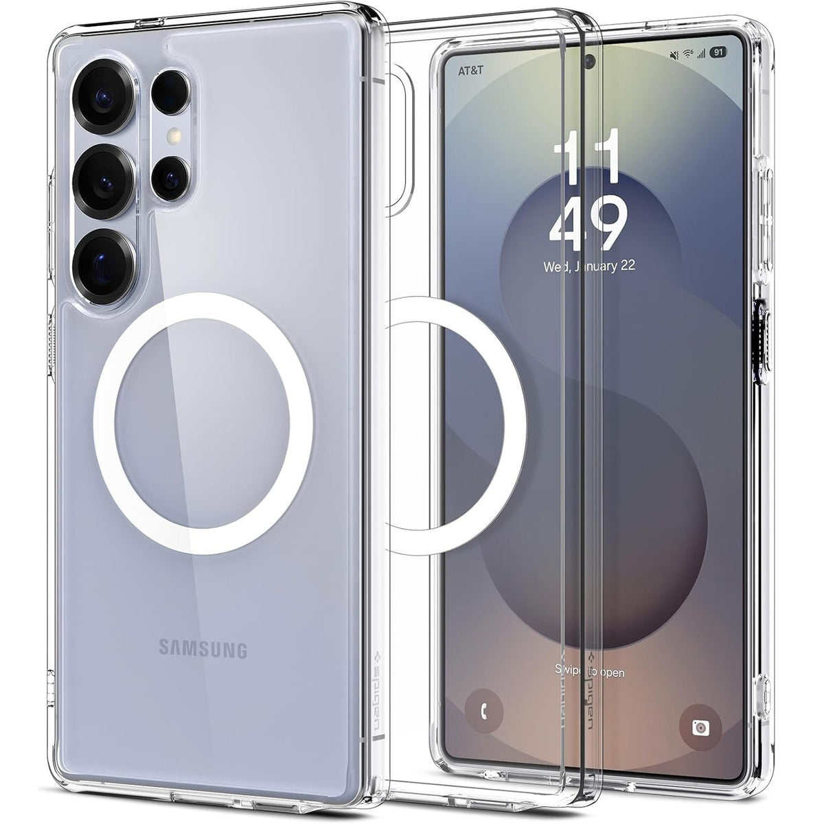 Handyhülle für Galaxy S25 Ultra, Spigen Ultra Hybrid Mag mit MagSafe, Transparent-Weiß