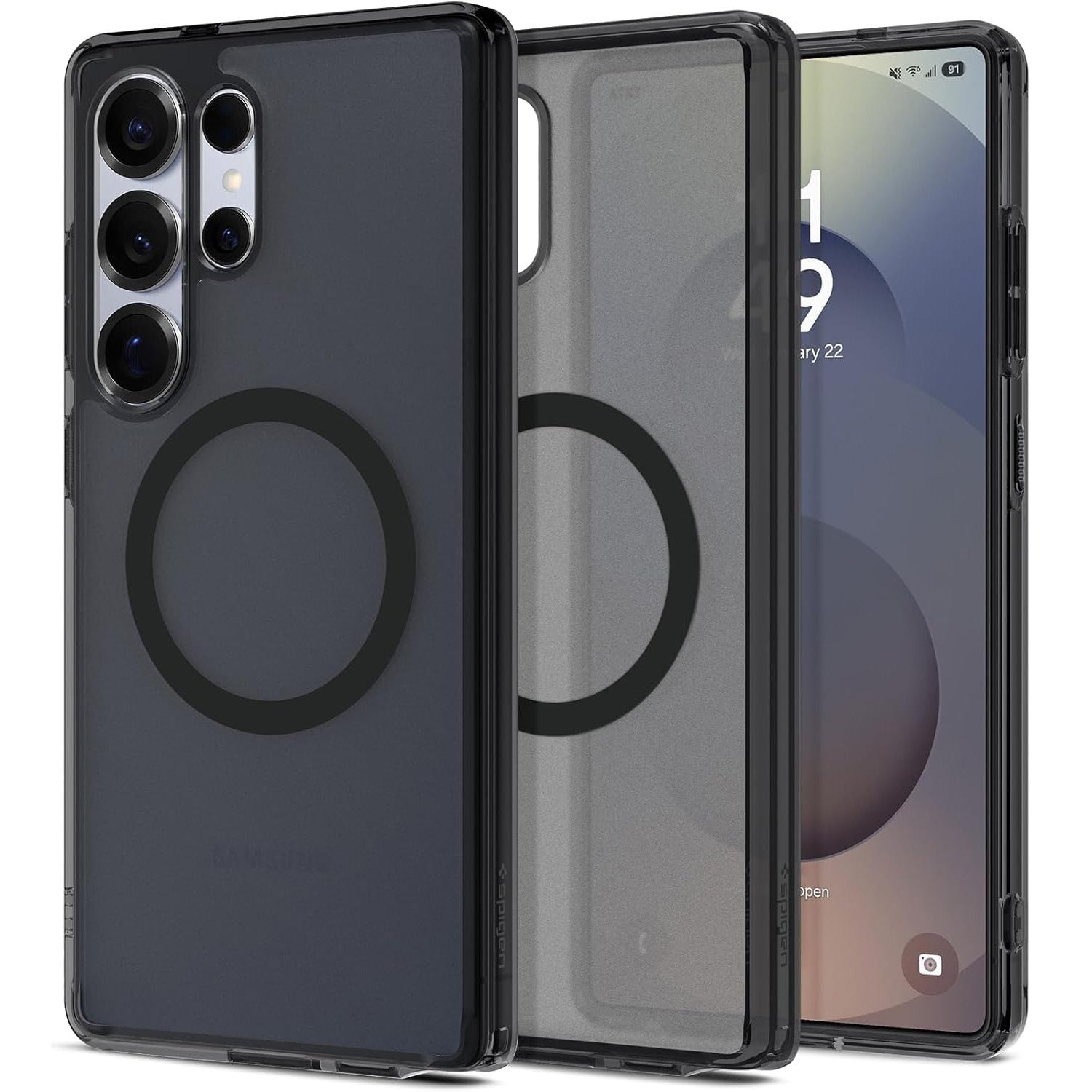 Handyhülle für Galaxy S25 Ultra, Spigen Ultra Hybrid Mag mit MagSafe, Durchscheinend-Schwarz