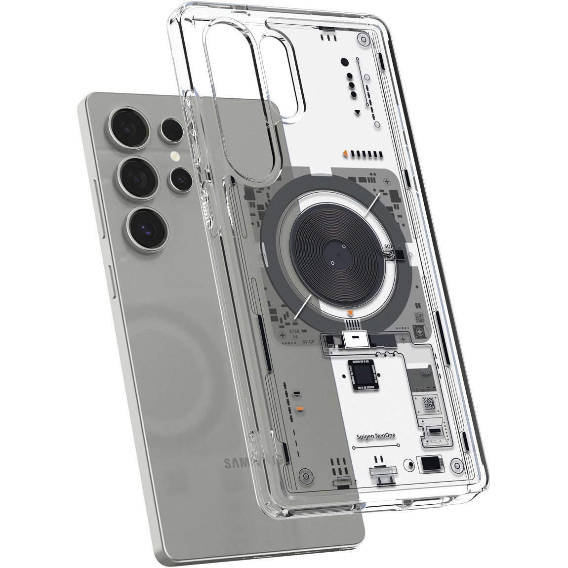 Handyhülle für Galaxy S25 Ultra, Spigen Ultra Hybrid Mag mit MagSafe, Transparent-Gemustert (Neo One)