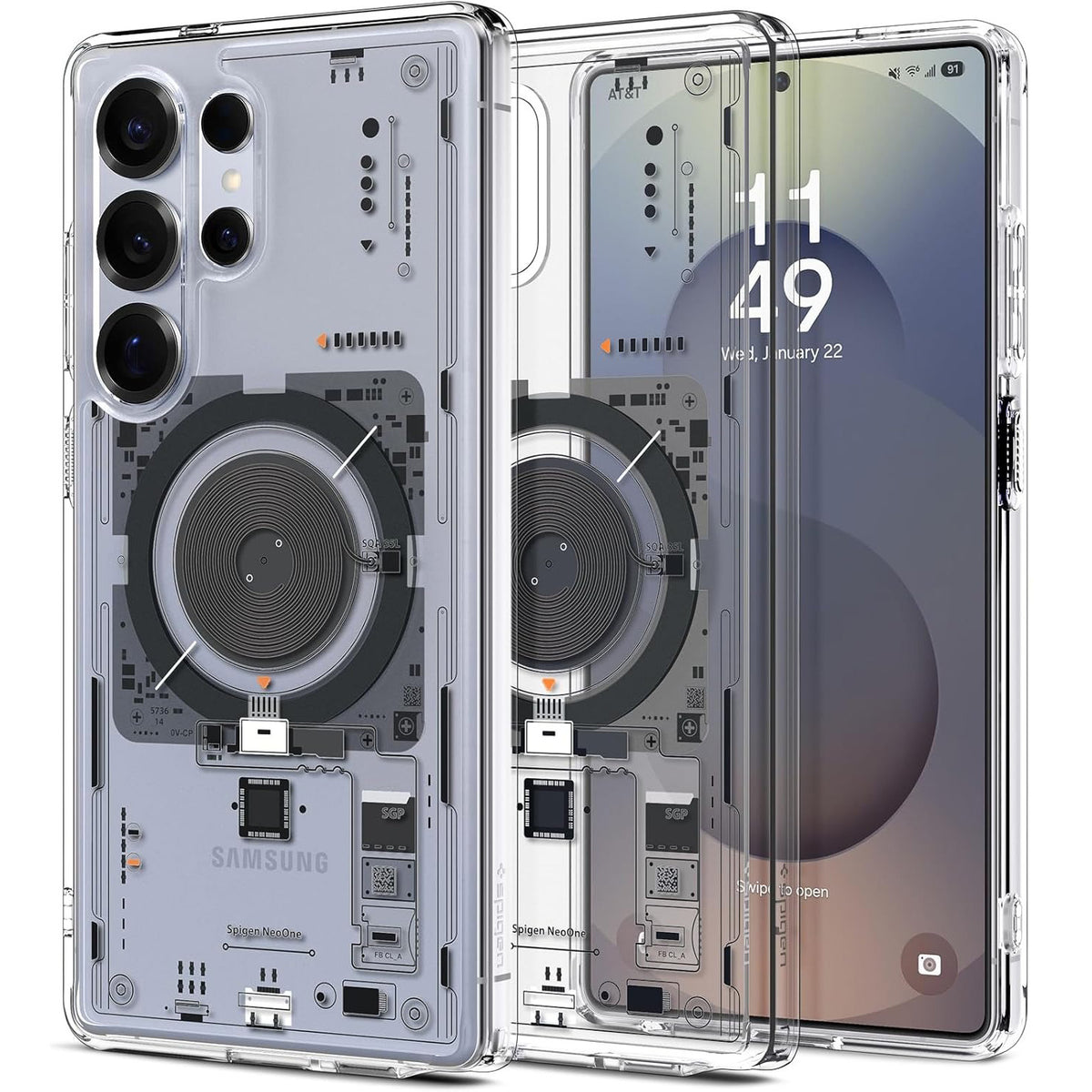 Handyhülle für Galaxy S25 Ultra, Spigen Ultra Hybrid Mag mit MagSafe, Transparent-Gemustert (Neo One)