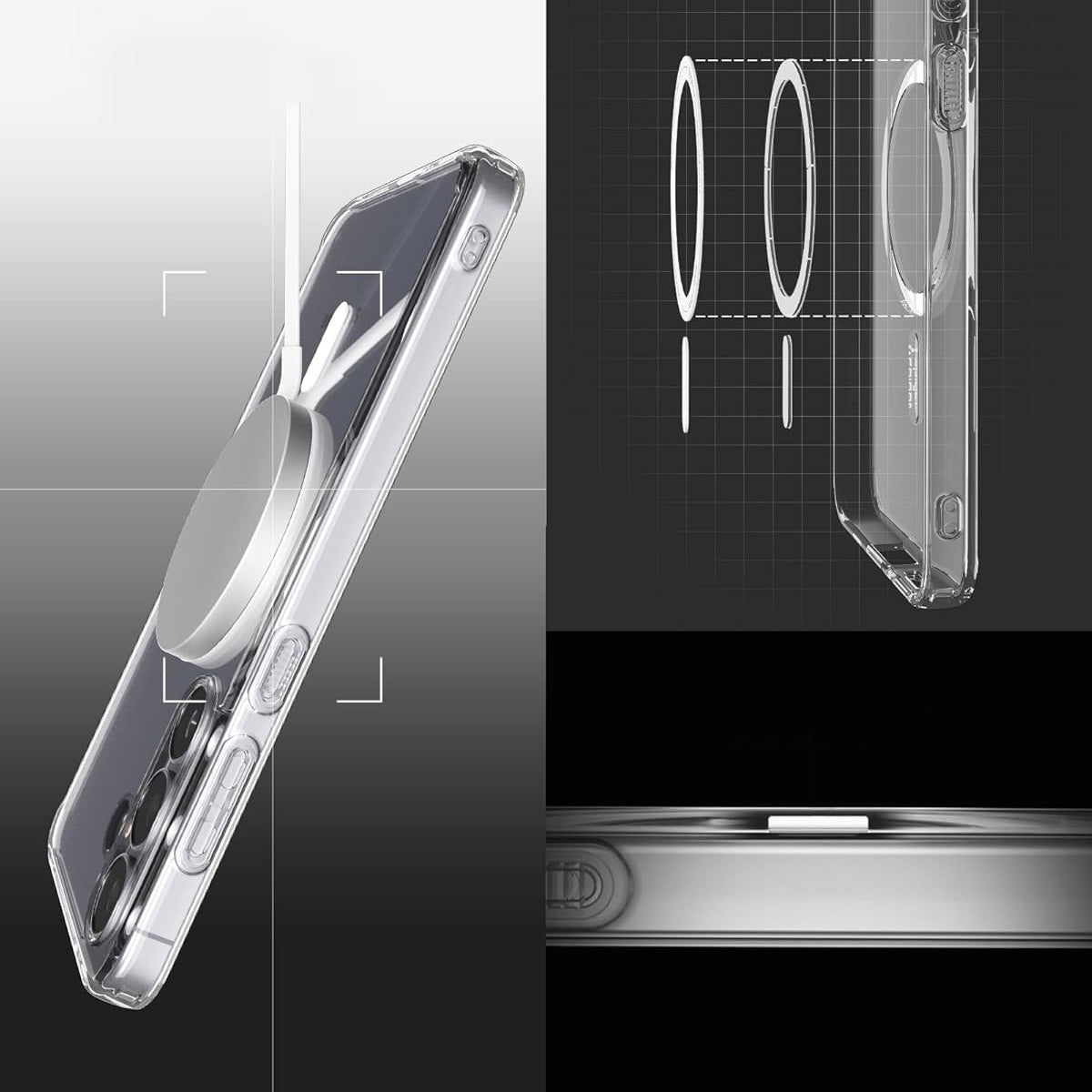 Handyhülle für Galaxy S25 FE, Spigen Ultra Hybrid Mag mit MagSafe, Transparent-Weiß