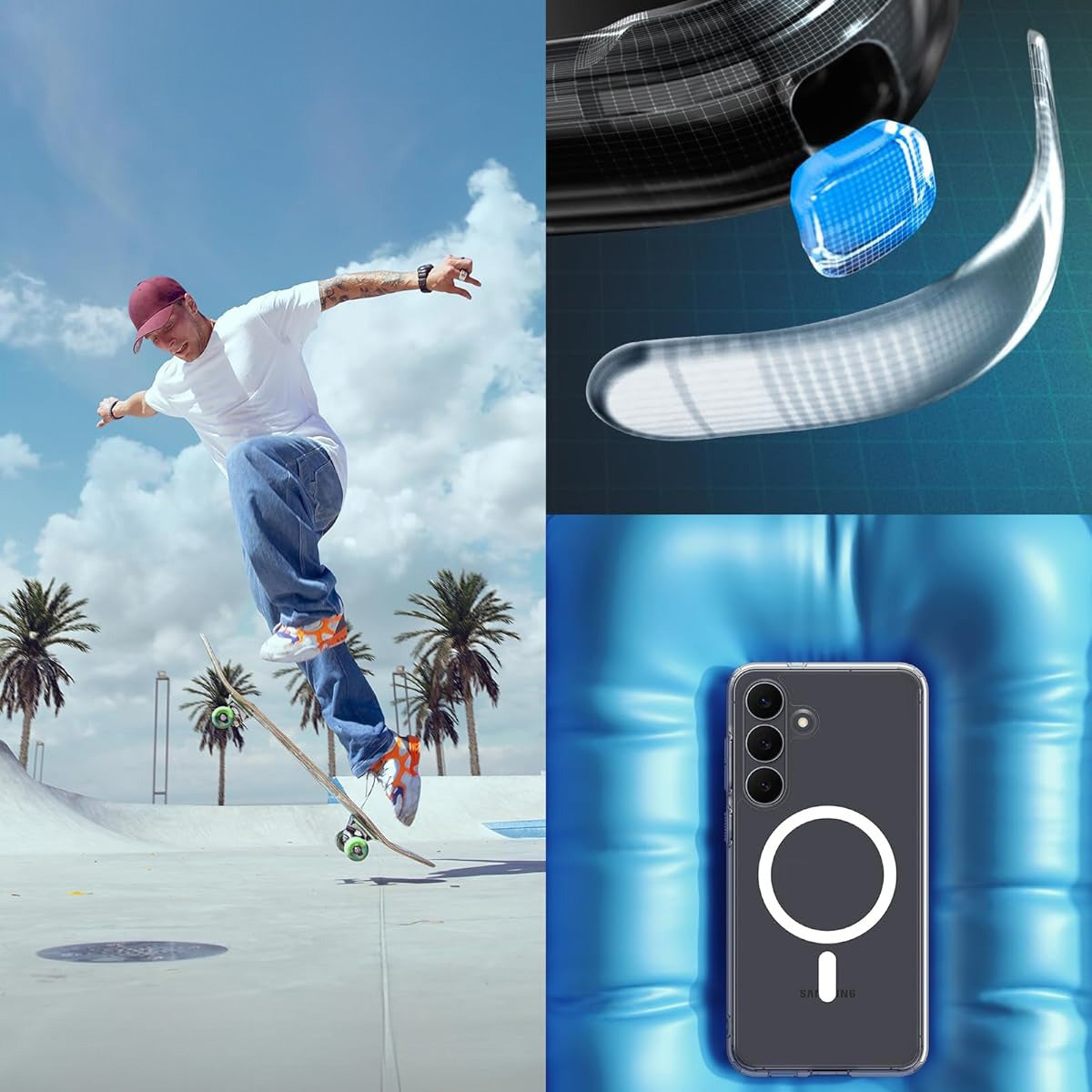 Handyhülle für Galaxy S25 FE, Spigen Ultra Hybrid Mag mit MagSafe, Transparent-Weiß
