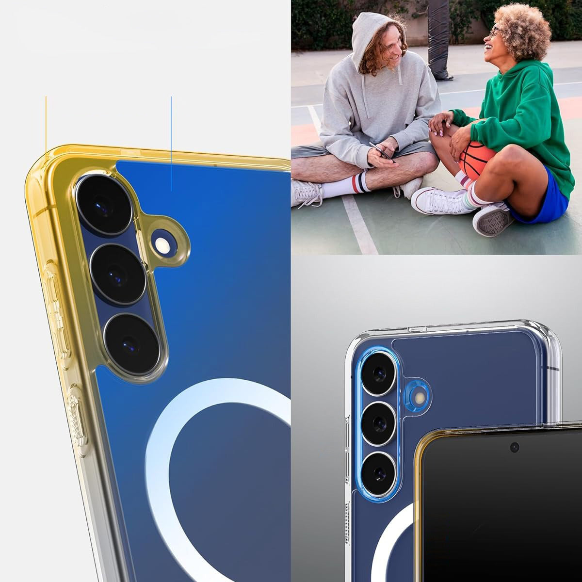 Handyhülle für Galaxy S25 FE, Spigen Ultra Hybrid Mag mit MagSafe, Transparent-Weiß