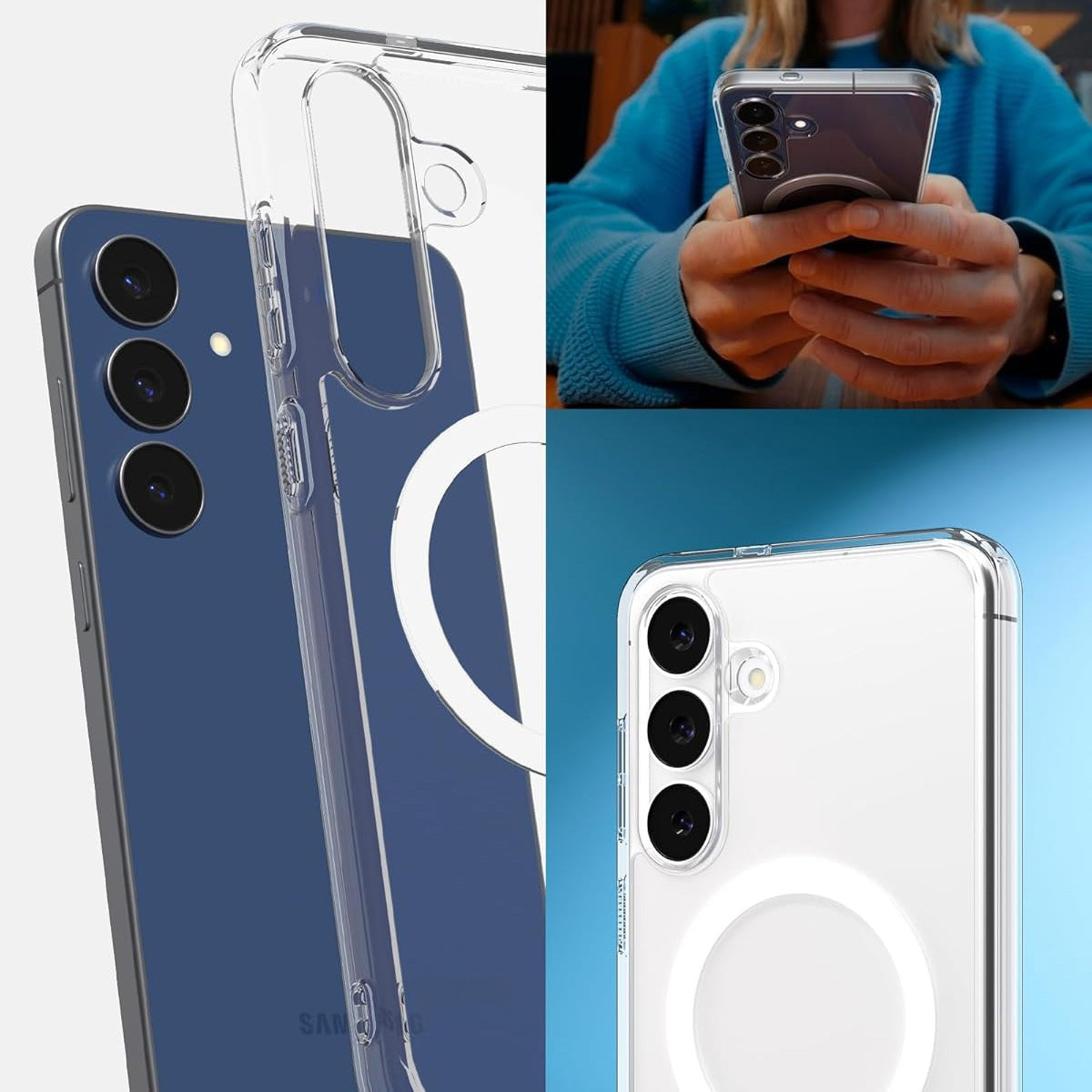 Handyhülle für Galaxy S25 FE, Spigen Ultra Hybrid Mag mit MagSafe, Transparent-Weiß