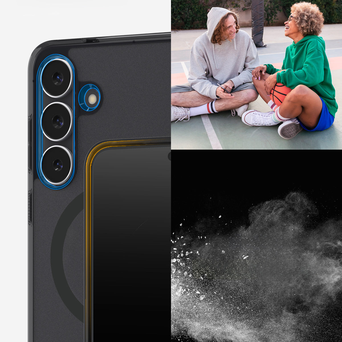 Handyhülle für Galaxy S25 FE, Spigen Ultra Hybrid Mag mit MagSafe, Durchscheinend-Schwarz