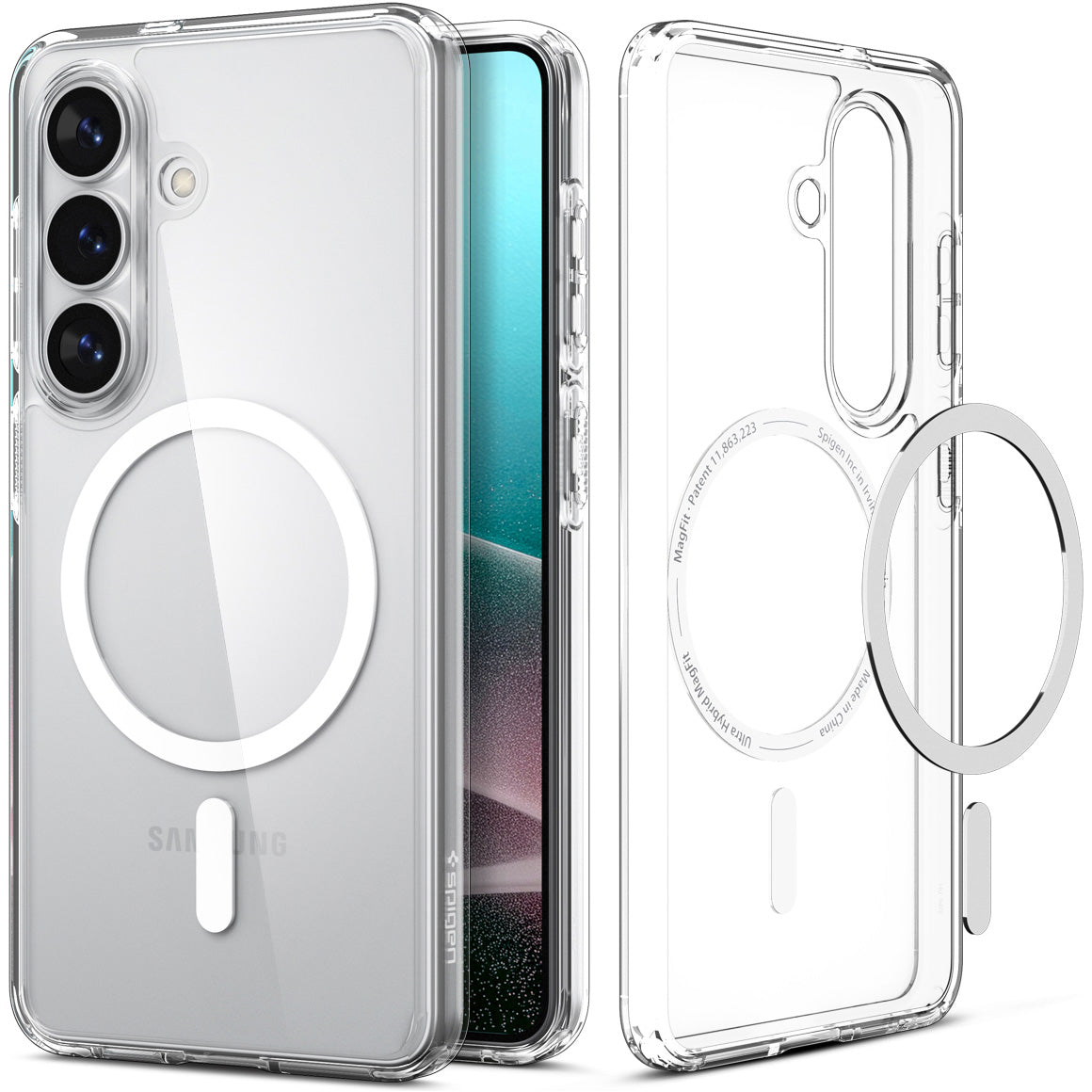 Handyhülle für Galaxy S26, Spigen Ultra Hybrid Mag mit MagSafe, Transparent-Weiß