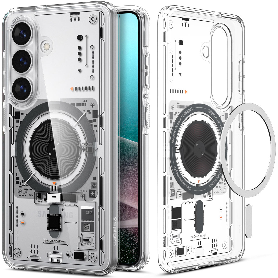 Handyhülle für Galaxy S26 Plus, Spigen Ultra Hybrid Mag mit MagSafe, Transparent-Gemustert (Neo One)