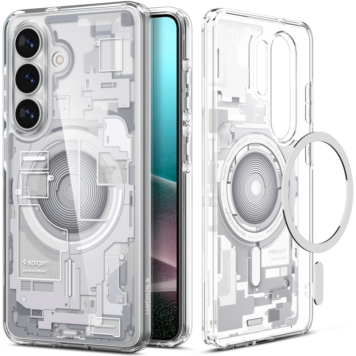 Handyhülle für Galaxy S26 Plus, Spigen Ultra Hybrid Mag mit MagSafe, Weiß-Grau (Zero One)
