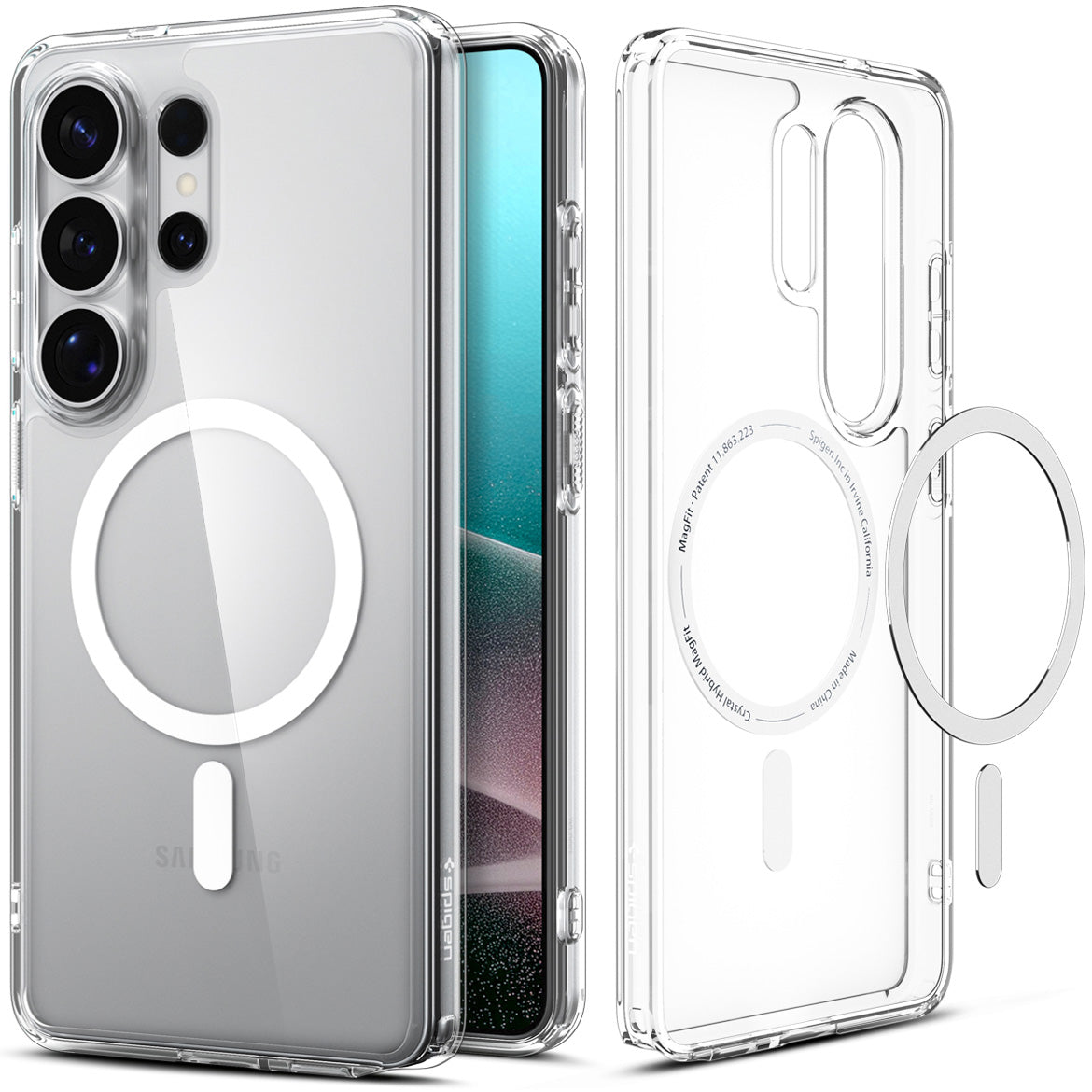 Handyhülle für Galaxy S26 Ultra, Spigen Ultra Hybrid Mag mit MagSafe, Transparent-Weiß