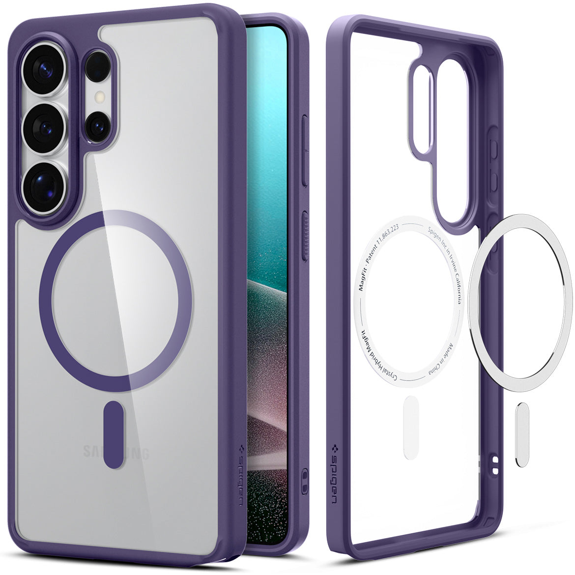 Handyhülle für Galaxy S26 Ultra, Spigen Ultra Hybrid Mag mit MagSafe, Transparent-Violett