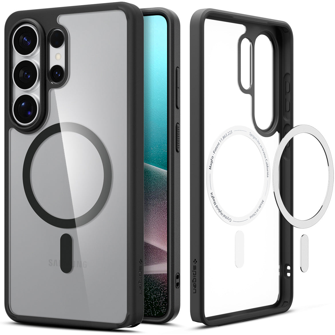 Handyhülle für Galaxy S26 Ultra, Spigen Ultra Hybrid Mag mit MagSafe, Transparent-Schwarz