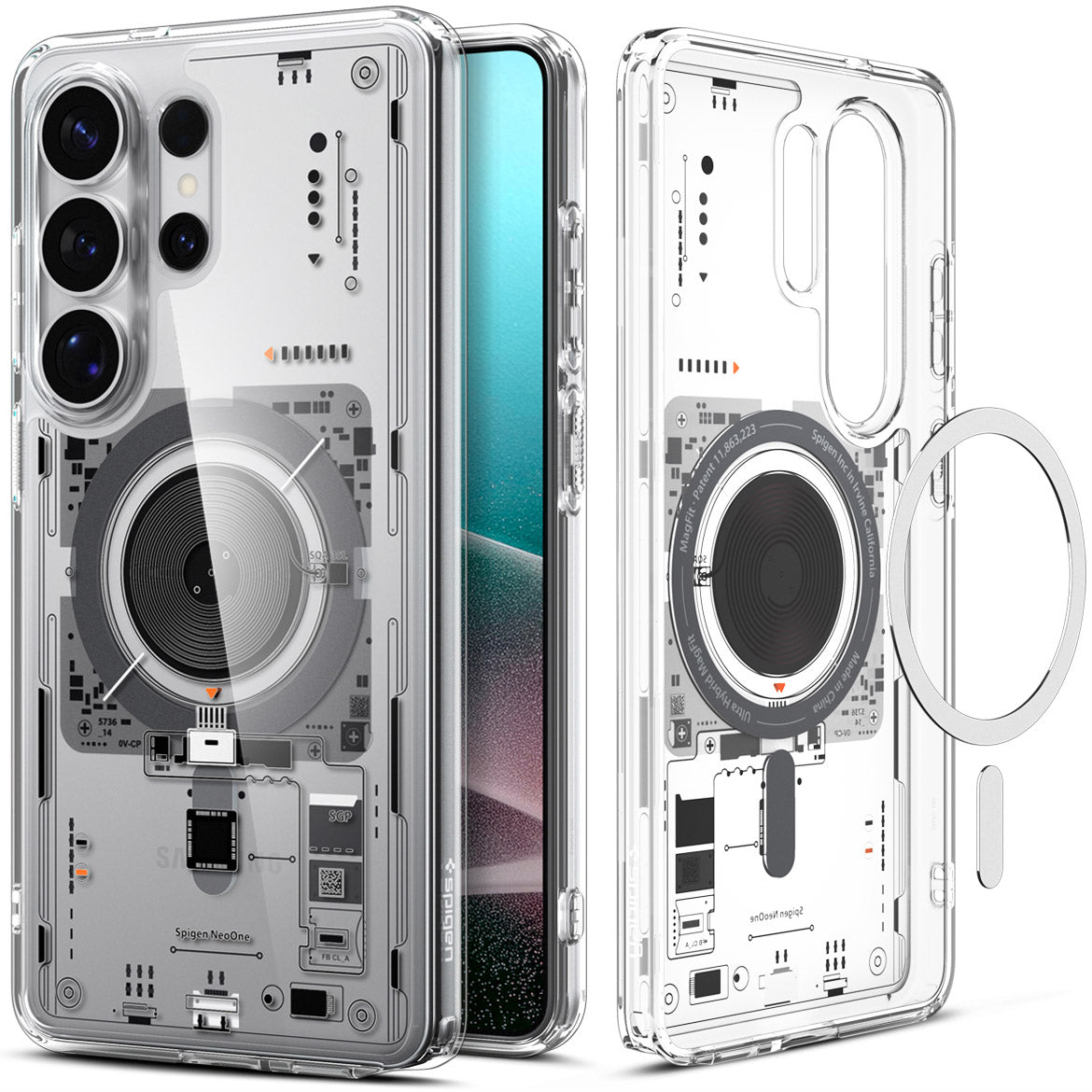 Handyhülle für Galaxy S26 Ultra, Spigen Ultra Hybrid Mag mit MagSafe, Transparent-Gemustert (Neo One)