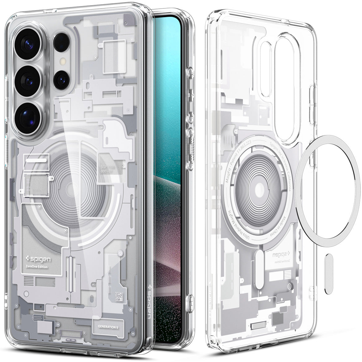 Handyhülle für Galaxy S26 Ultra, Spigen Ultra Hybrid Mag mit MagSafe, Weiß-Grau (Zero One)