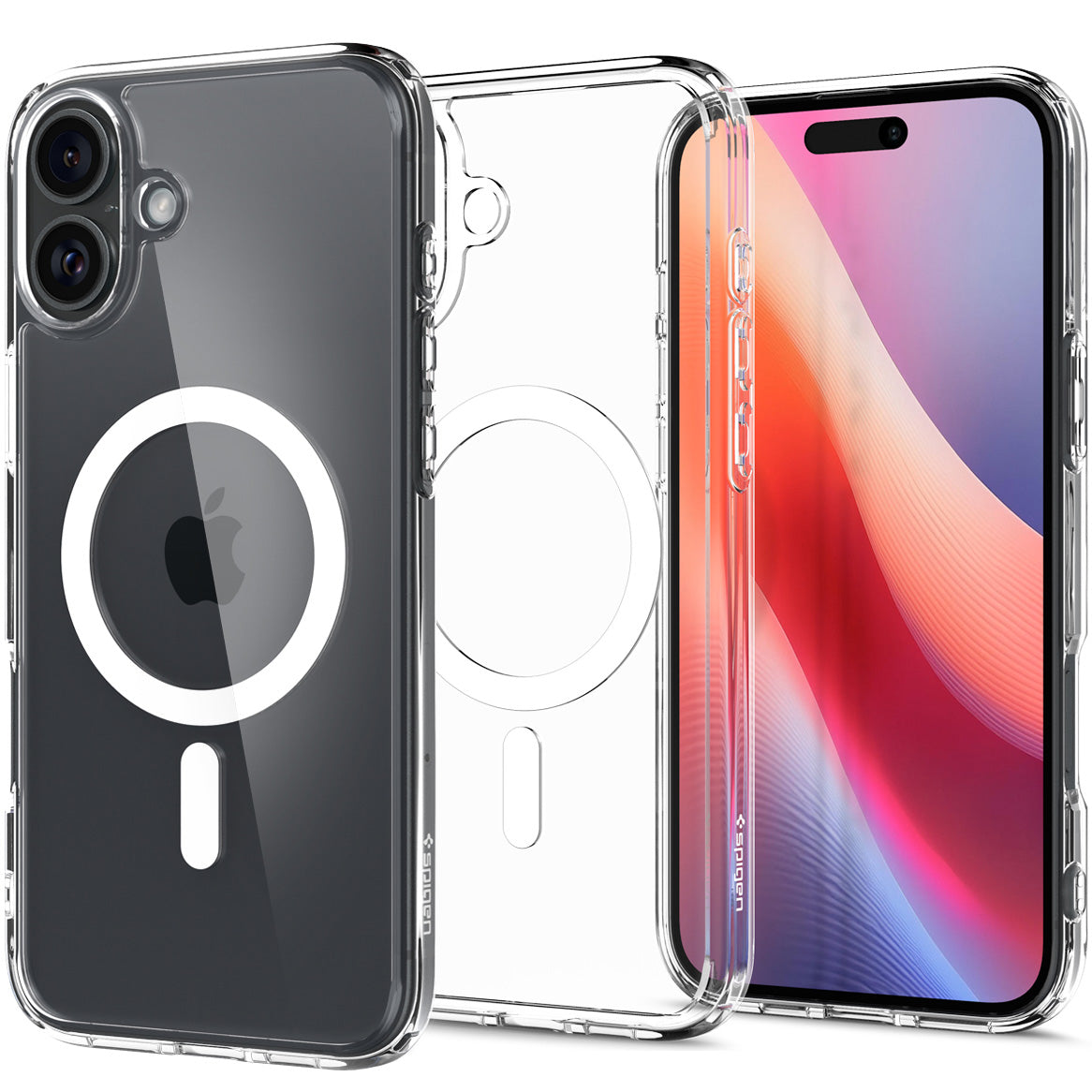 Handyhülle für iPhone 16 Plus, Spigen Ultra Hybrid Mag mit MagSafe, Transparent-Weiß