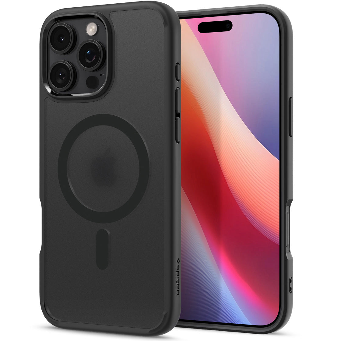 Handyhülle für iPhone 16 Pro, Spigen Ultra Hybrid Mag mit MagSafe, Durchscheinend-Schwarz