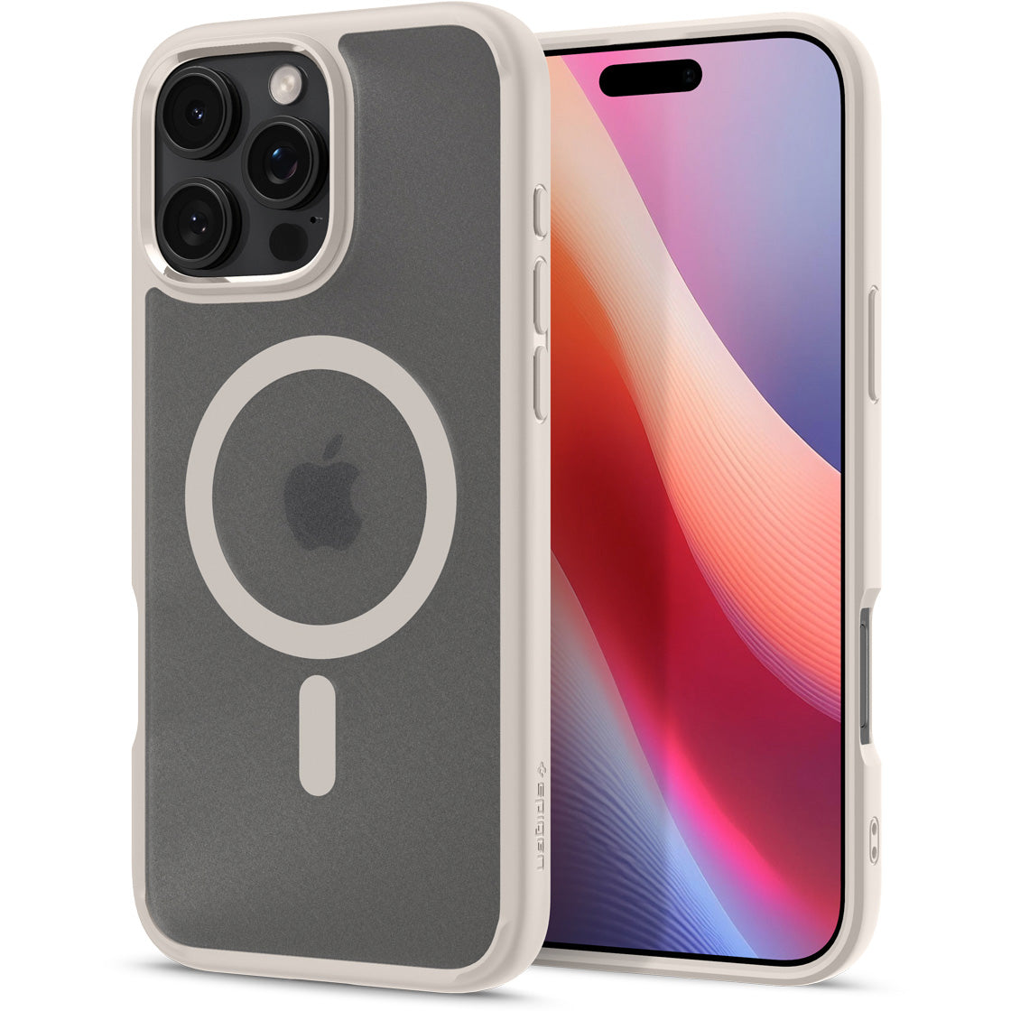 Handyhülle für iPhone 16 Pro, Spigen Ultra Hybrid Mag mit MagSafe, Durchscheinend-Beige