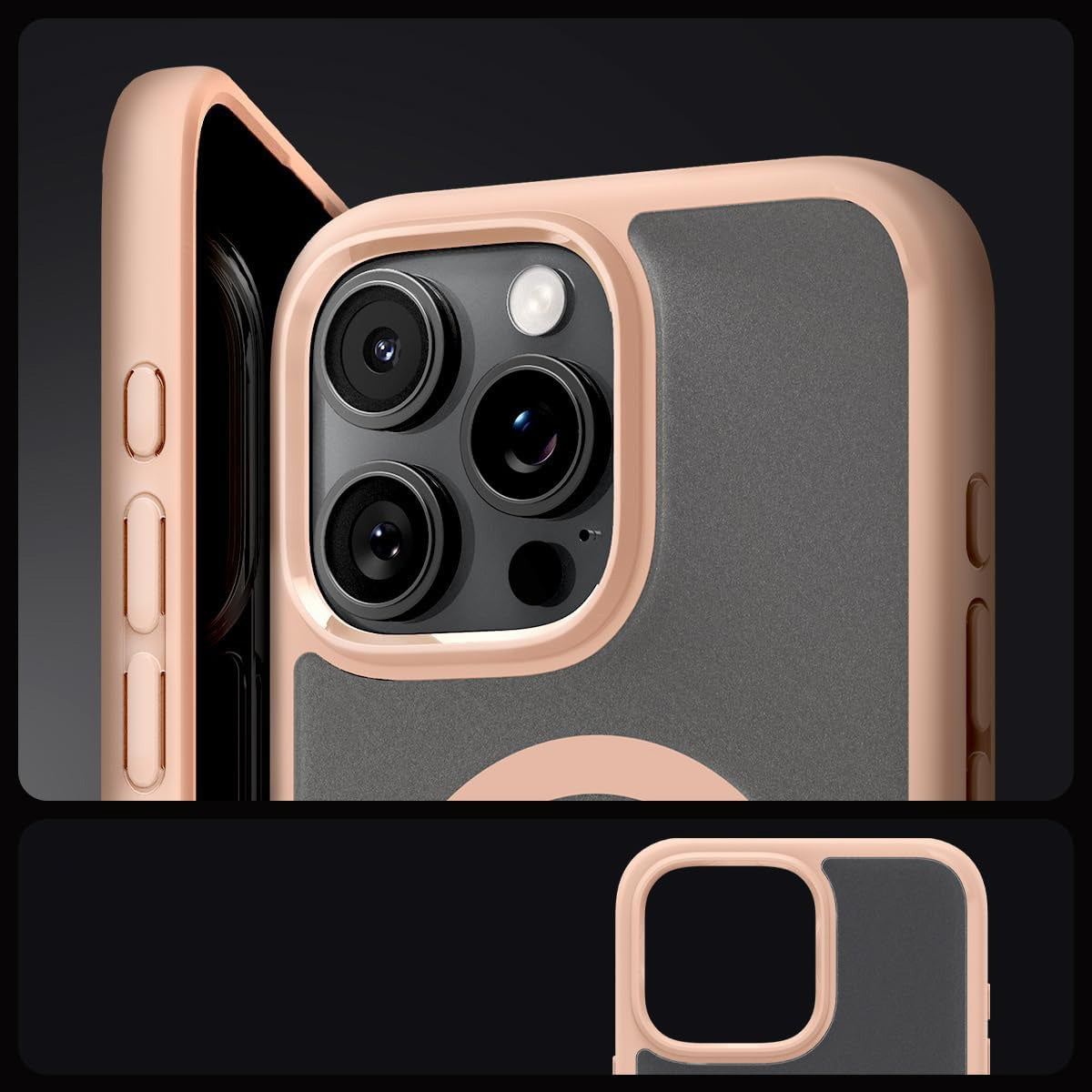 Handyhülle für iPhone 16 Pro, Spigen Ultra Hybrid Mag mit MagSafe, Durchscheinend-Rosa