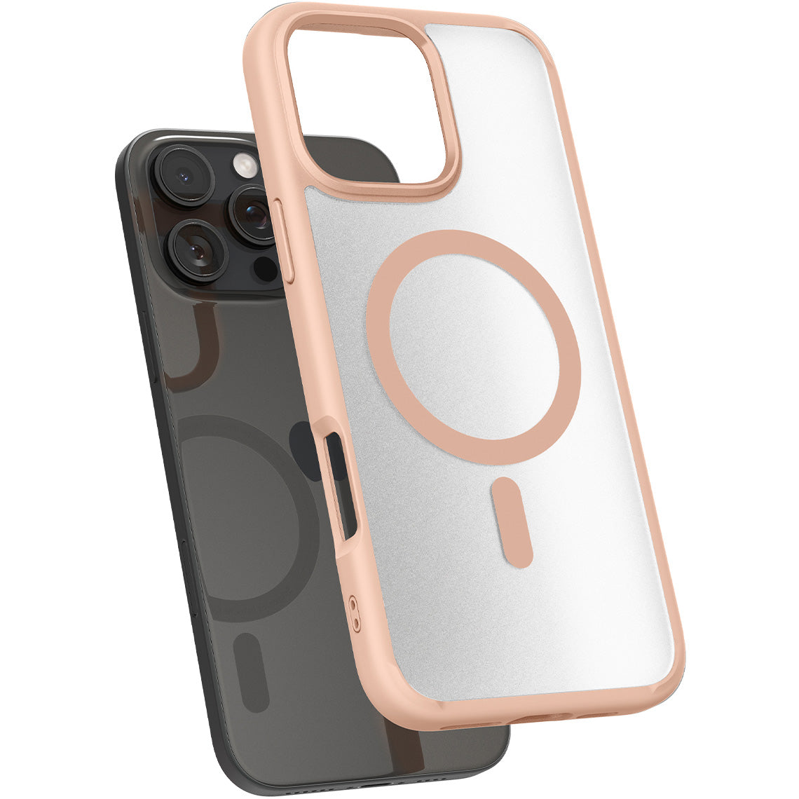 Handyhülle für iPhone 16 Pro, Spigen Ultra Hybrid Mag mit MagSafe, Durchscheinend-Rosa