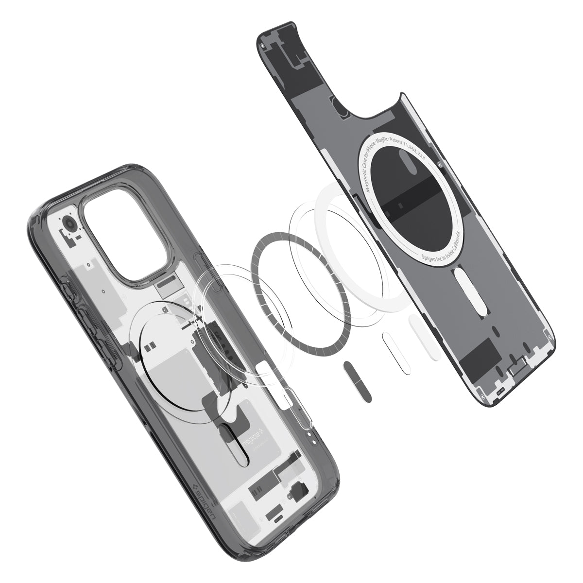 Handyhülle für iPhone 16 Pro, Spigen Ultra Hybrid Mag mit MagSafe, Rauchfarben-Grau (Zero One)