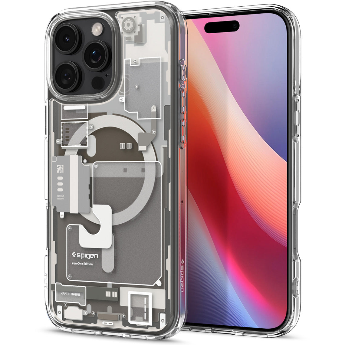 Handyhülle für iPhone 16 Pro, Spigen Ultra Hybrid Mag mit MagSafe, Beige-Transparent (Zero One)