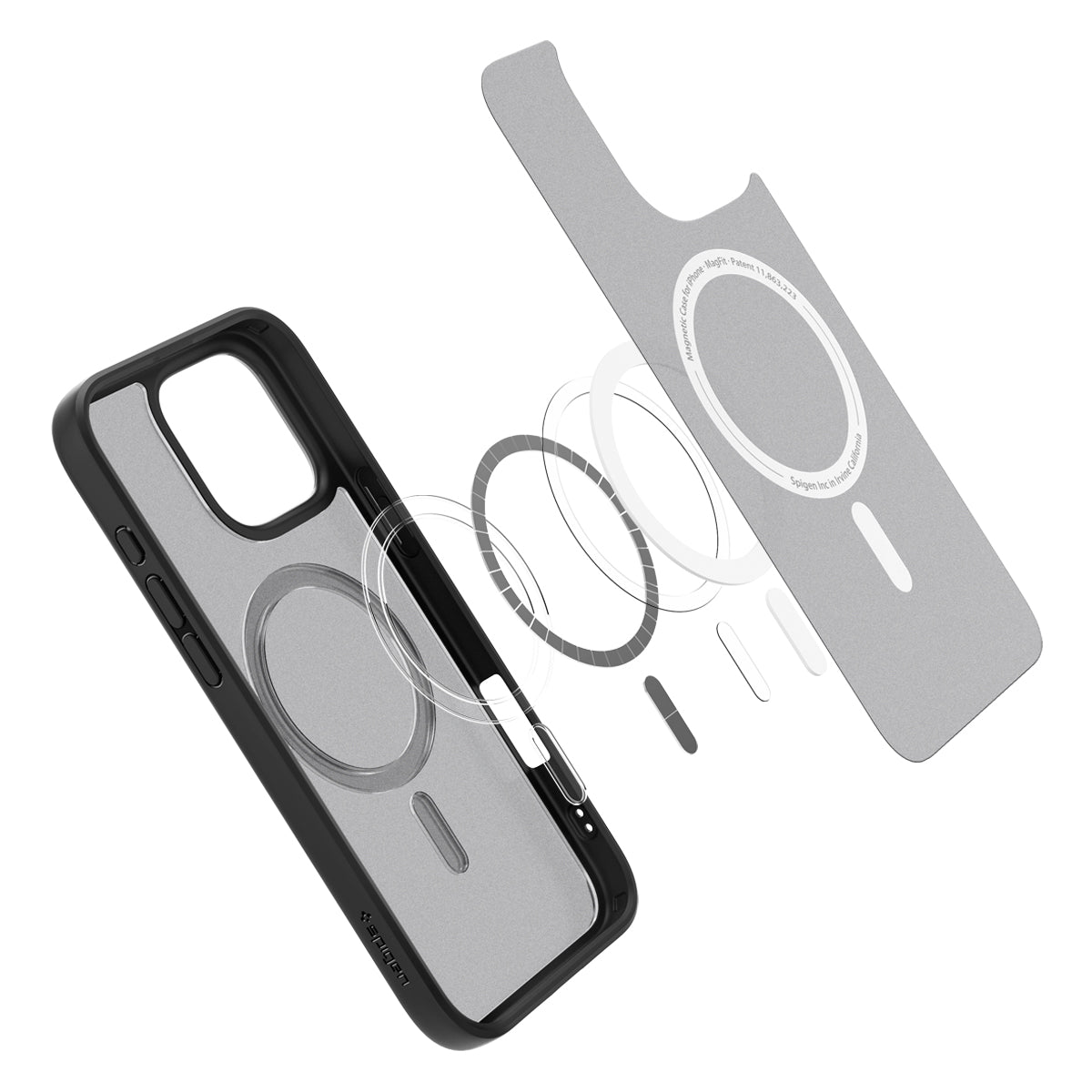 Handyhülle für iPhone 16 Pro Max, Spigen Ultra Hybrid Mag mit MagSafe, Durchscheinend-Schwarz