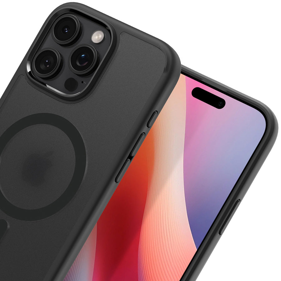Handyhülle für iPhone 16 Pro Max, Spigen Ultra Hybrid Mag mit MagSafe, Durchscheinend-Schwarz