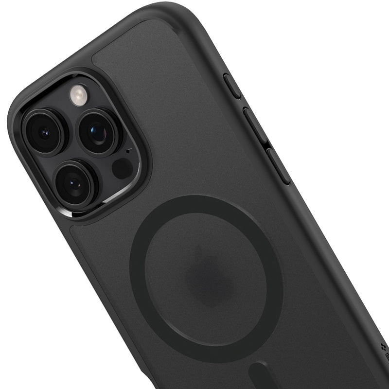 Handyhülle für iPhone 16 Pro Max, Spigen Ultra Hybrid Mag mit MagSafe, Durchscheinend-Schwarz